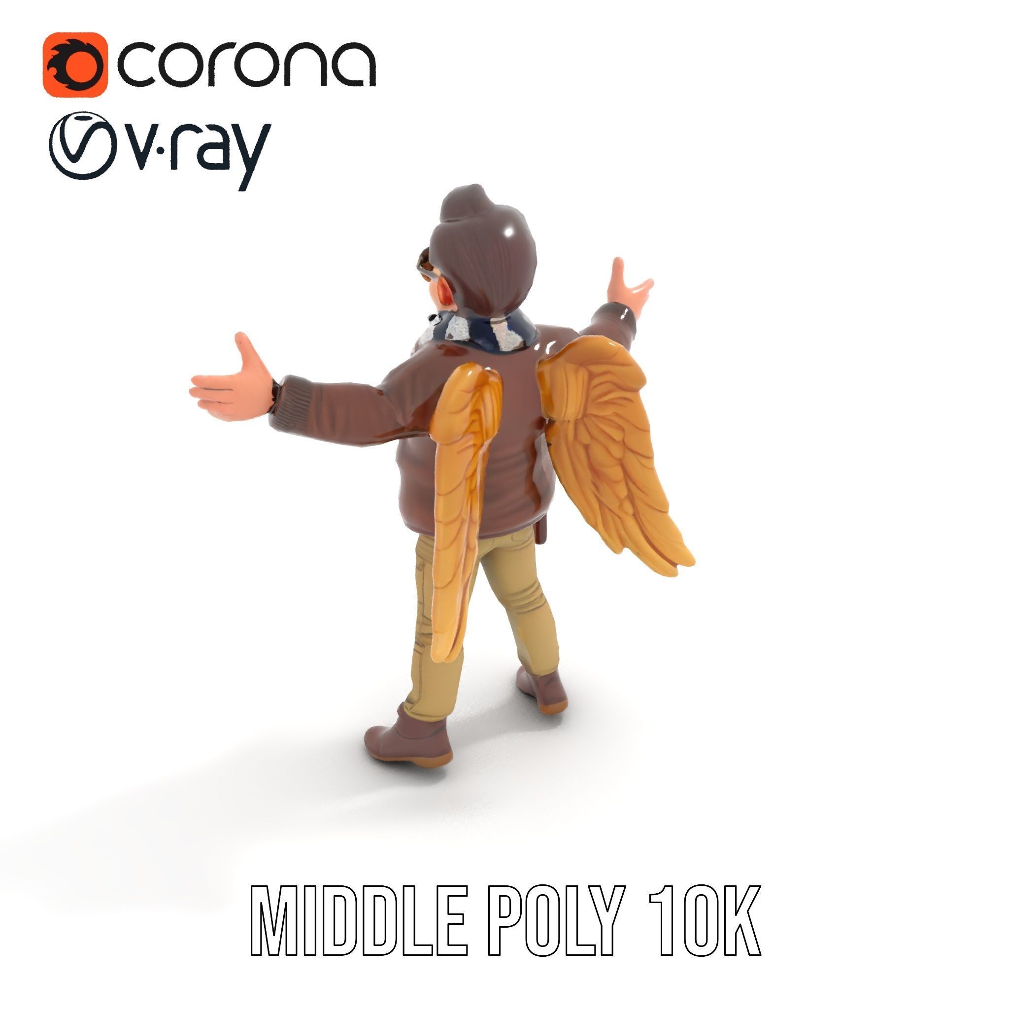 Adventurous Aviator Boy Rigged and Animated D Model Low-poly 3D model_12