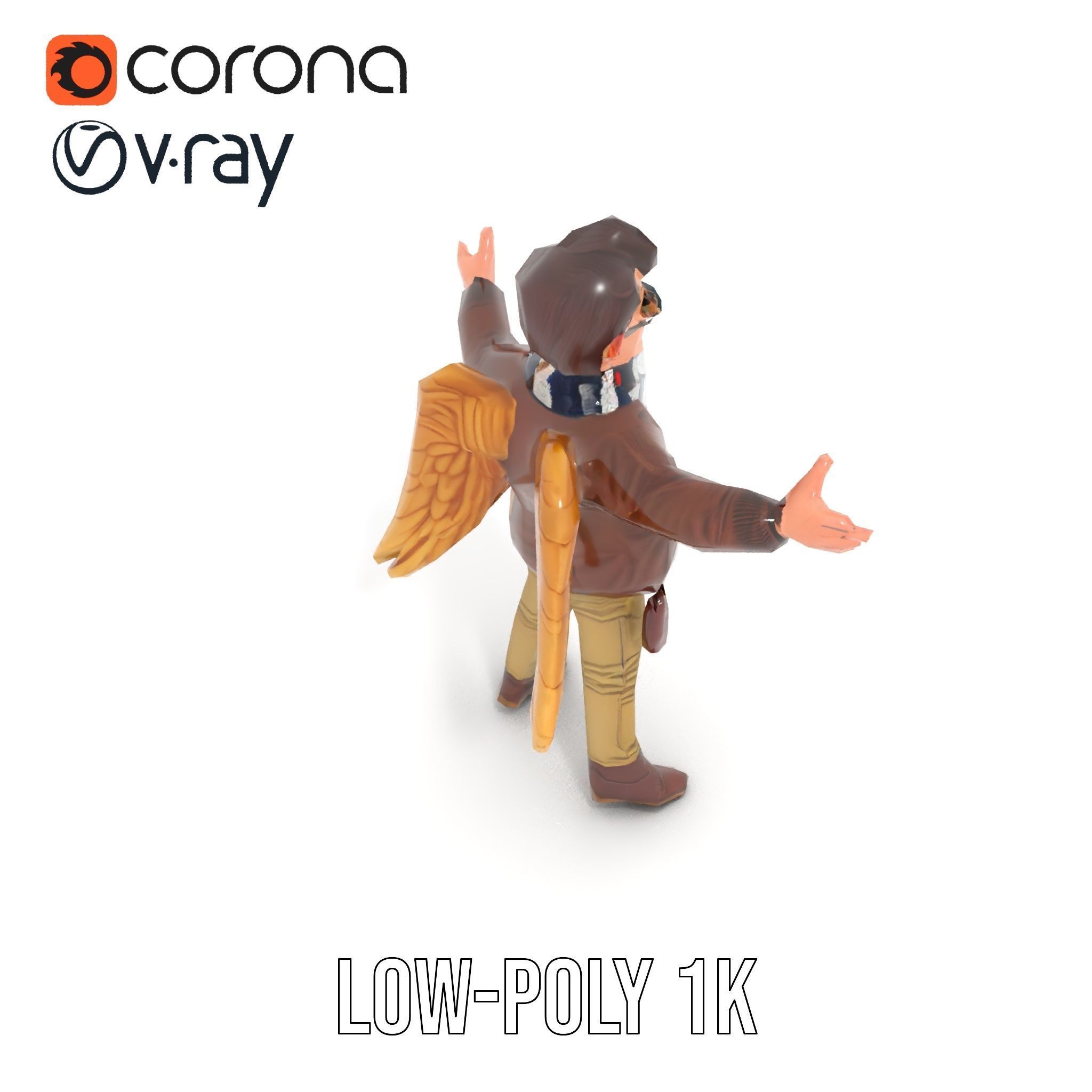 Adventurous Aviator Boy Rigged and Animated D Model Low-poly 3D model_25