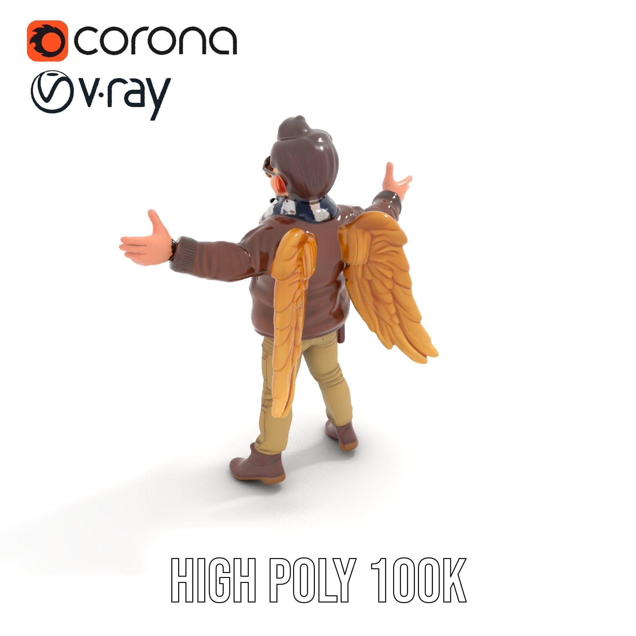 Adventurous Aviator Boy Rigged and Animated D Model Low-poly 3D model_20