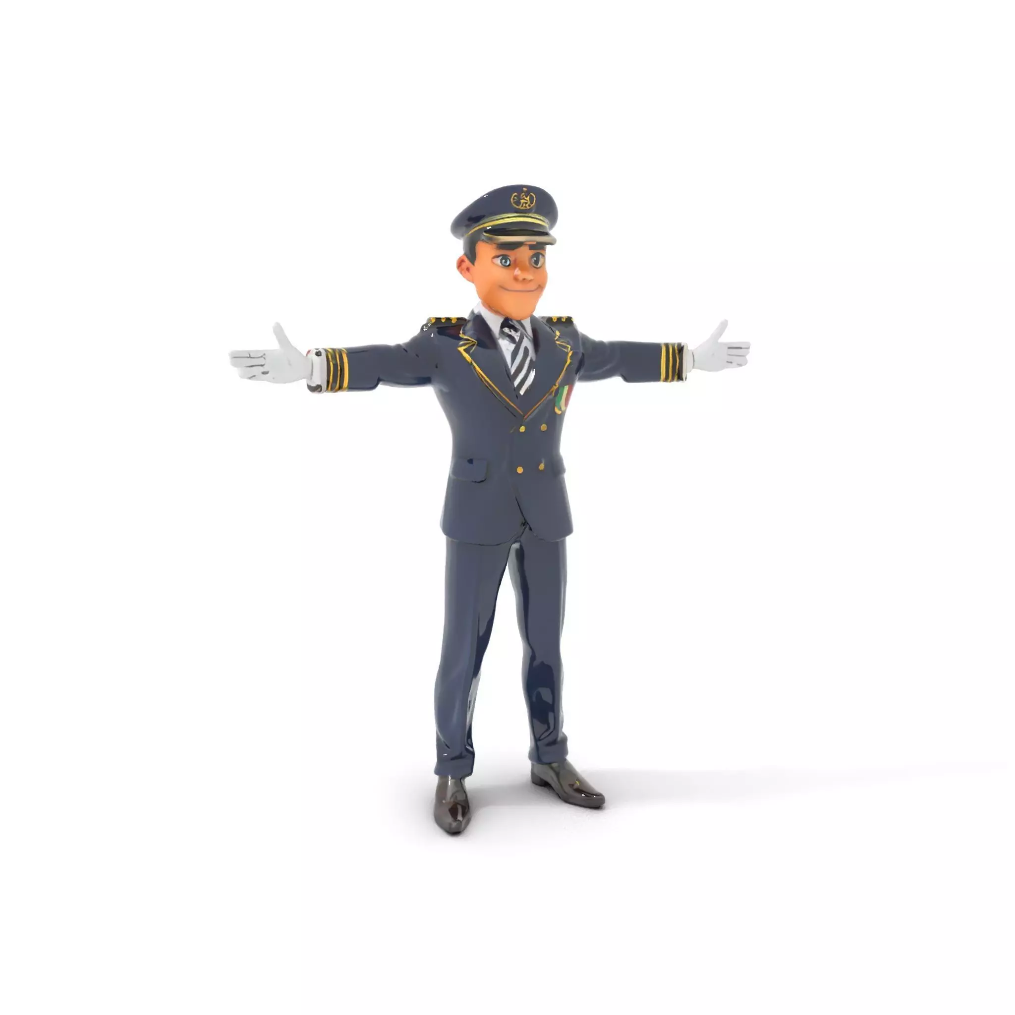 Airline Captain Rigged and Animated D Character Model Low-poly 3D model