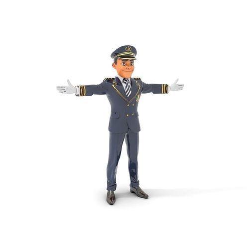 Airline Captain Rigged and Animated D Character Model Low-poly 3D model