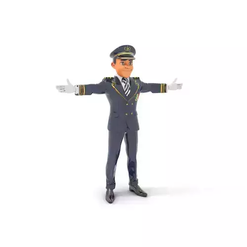 Airline Captain Rigged and Animated D Character Model Low-poly 3D model