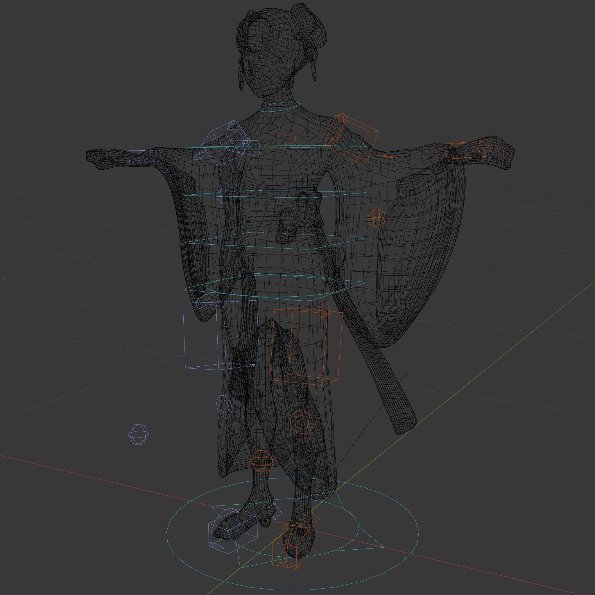 Elegant Geisha D Character Model Rigged and Animated Low-poly 3D model_5