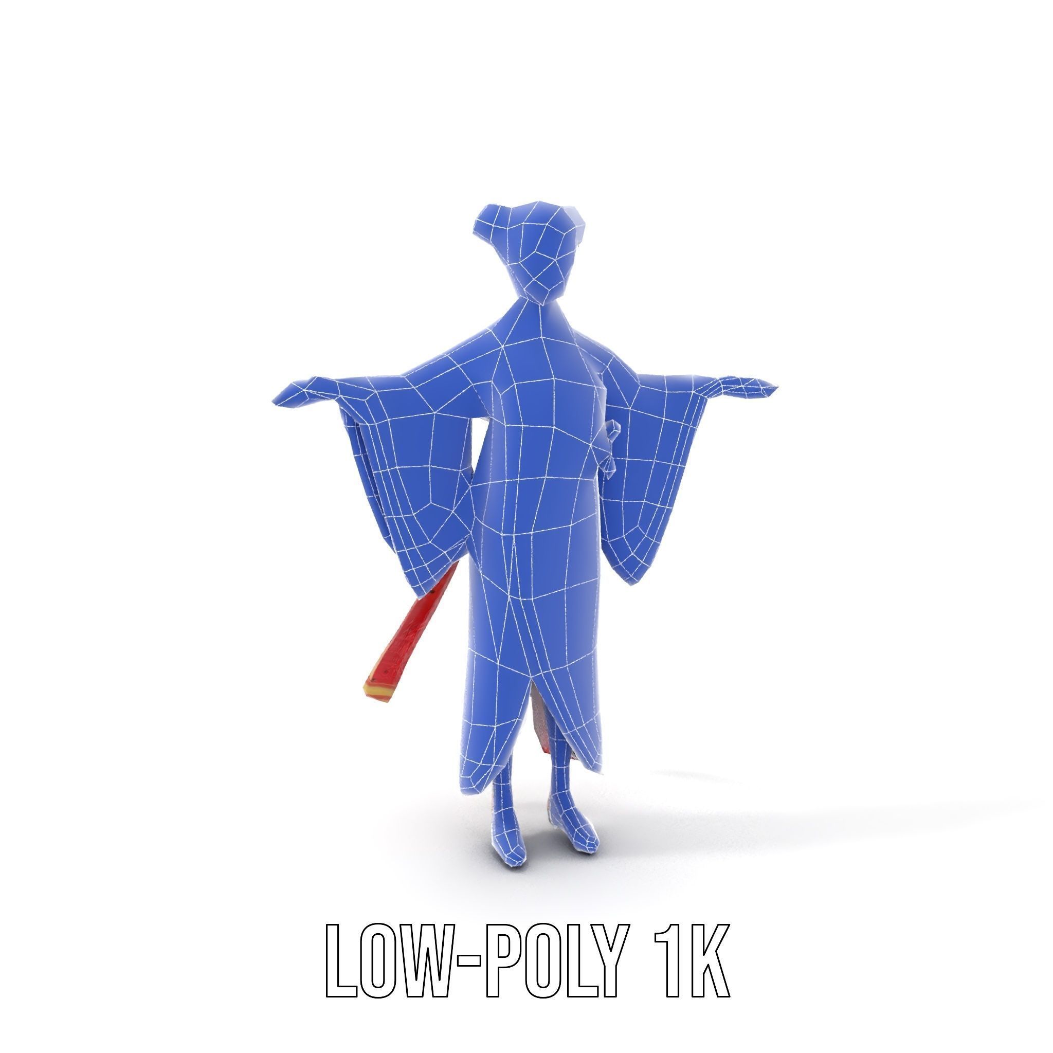 Elegant Geisha D Character Model Rigged and Animated Low-poly 3D model_25