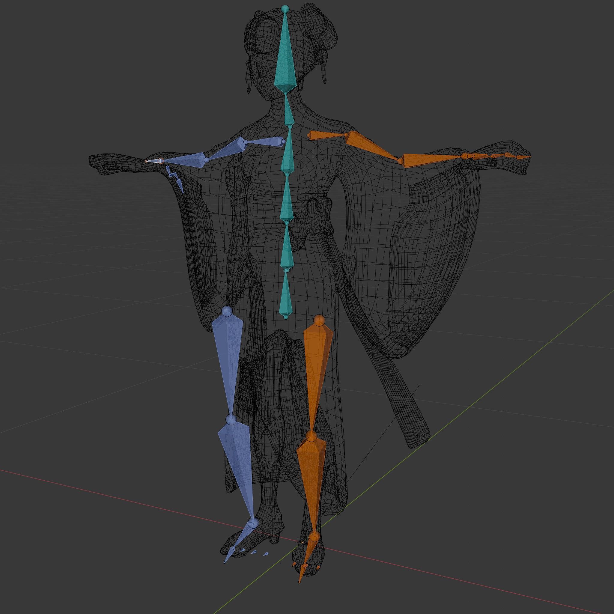Elegant Geisha D Character Model Rigged and Animated Low-poly 3D model_6