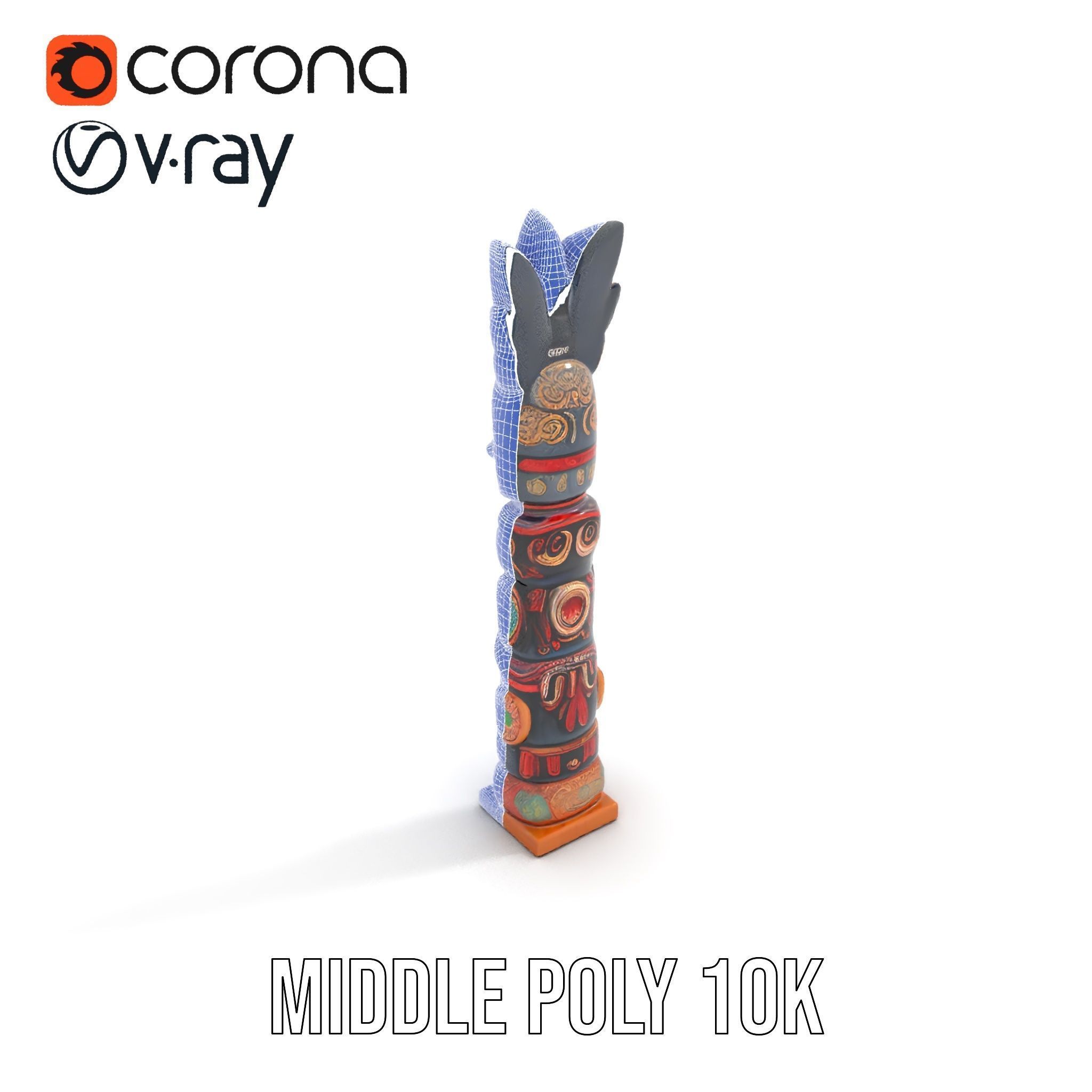Totem Pole D Model Pack for Cultural and Artistic Renderings Low-poly 3D model_13