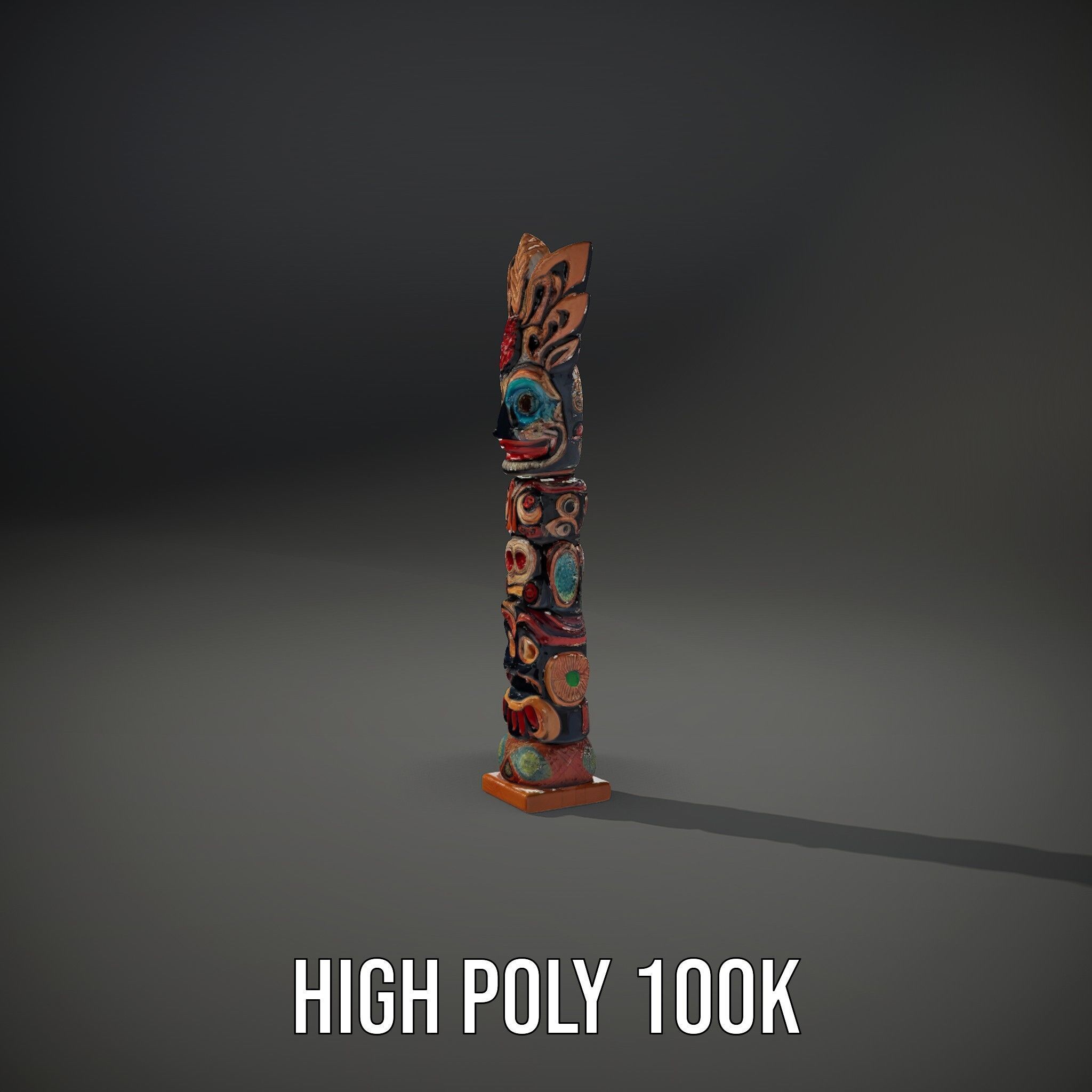 Totem Pole D Model Pack for Cultural and Artistic Renderings Low-poly 3D model_10