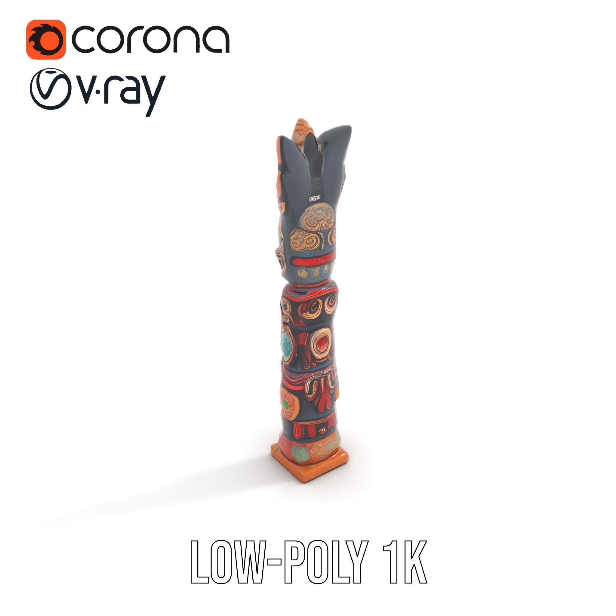 Totem Pole D Model Pack for Cultural and Artistic Renderings Low-poly 3D model_25