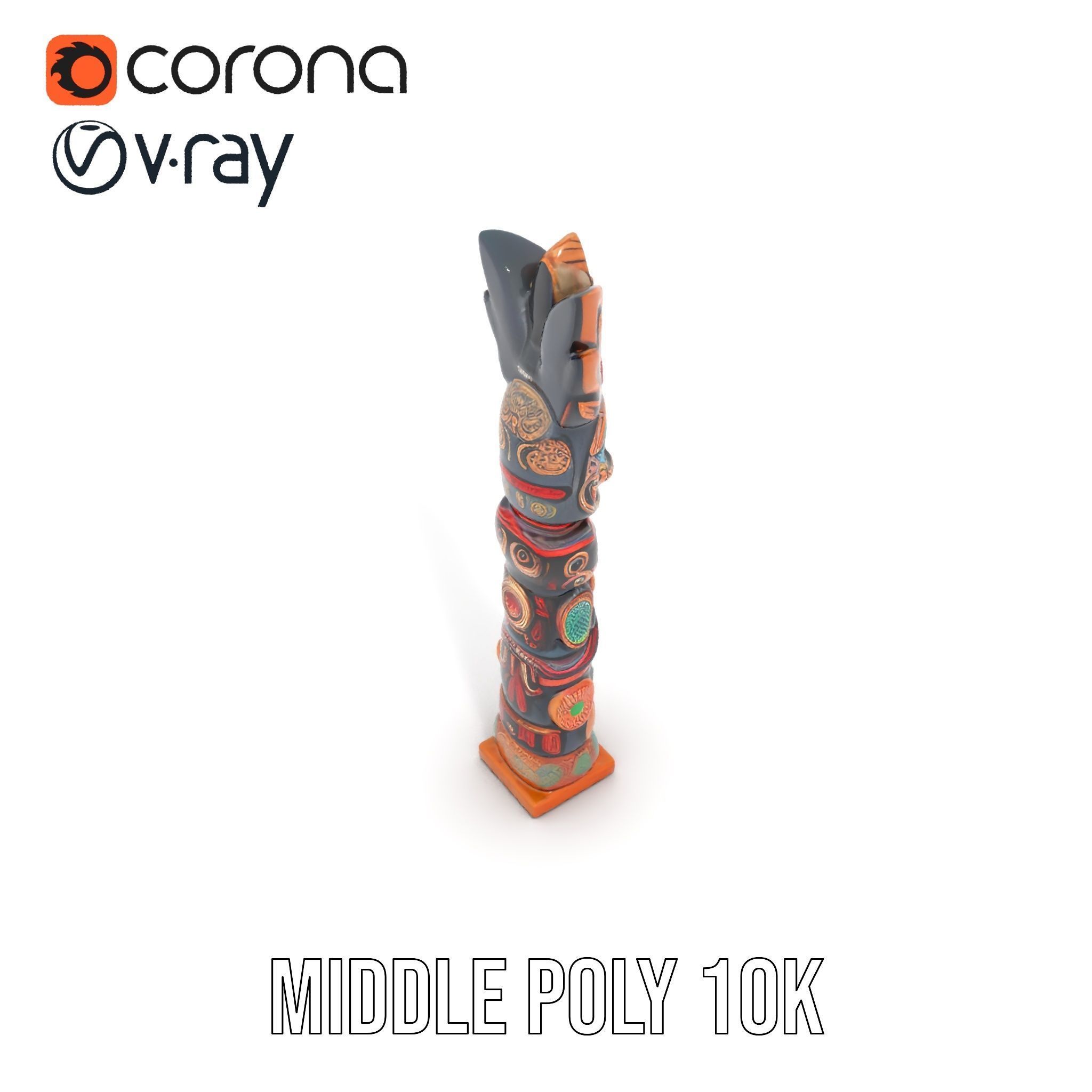 Totem Pole D Model Pack for Cultural and Artistic Renderings Low-poly 3D model_6