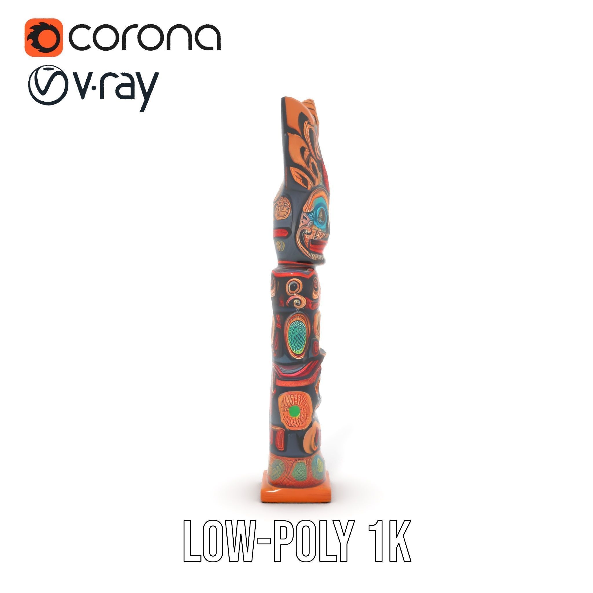 Totem Pole D Model Pack for Cultural and Artistic Renderings Low-poly 3D model_7