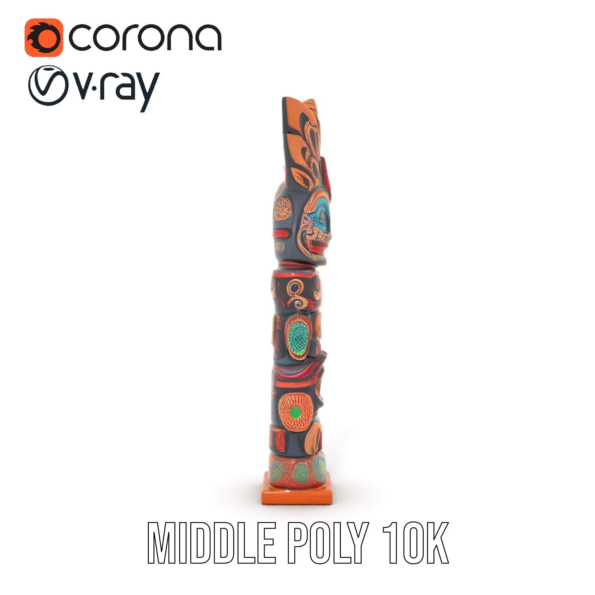 Totem Pole D Model Pack for Cultural and Artistic Renderings Low-poly 3D model_18