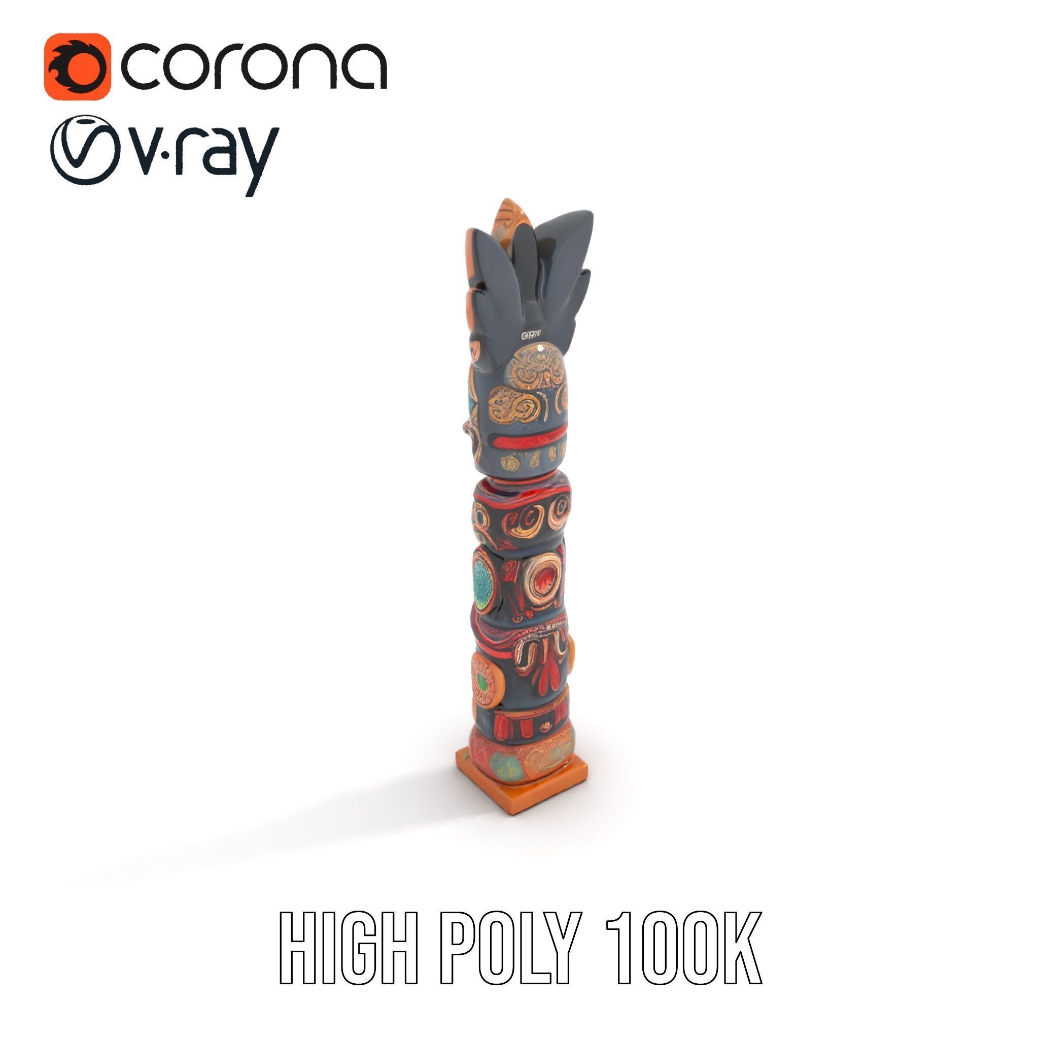 Totem Pole D Model Pack for Cultural and Artistic Renderings Low-poly 3D model_23