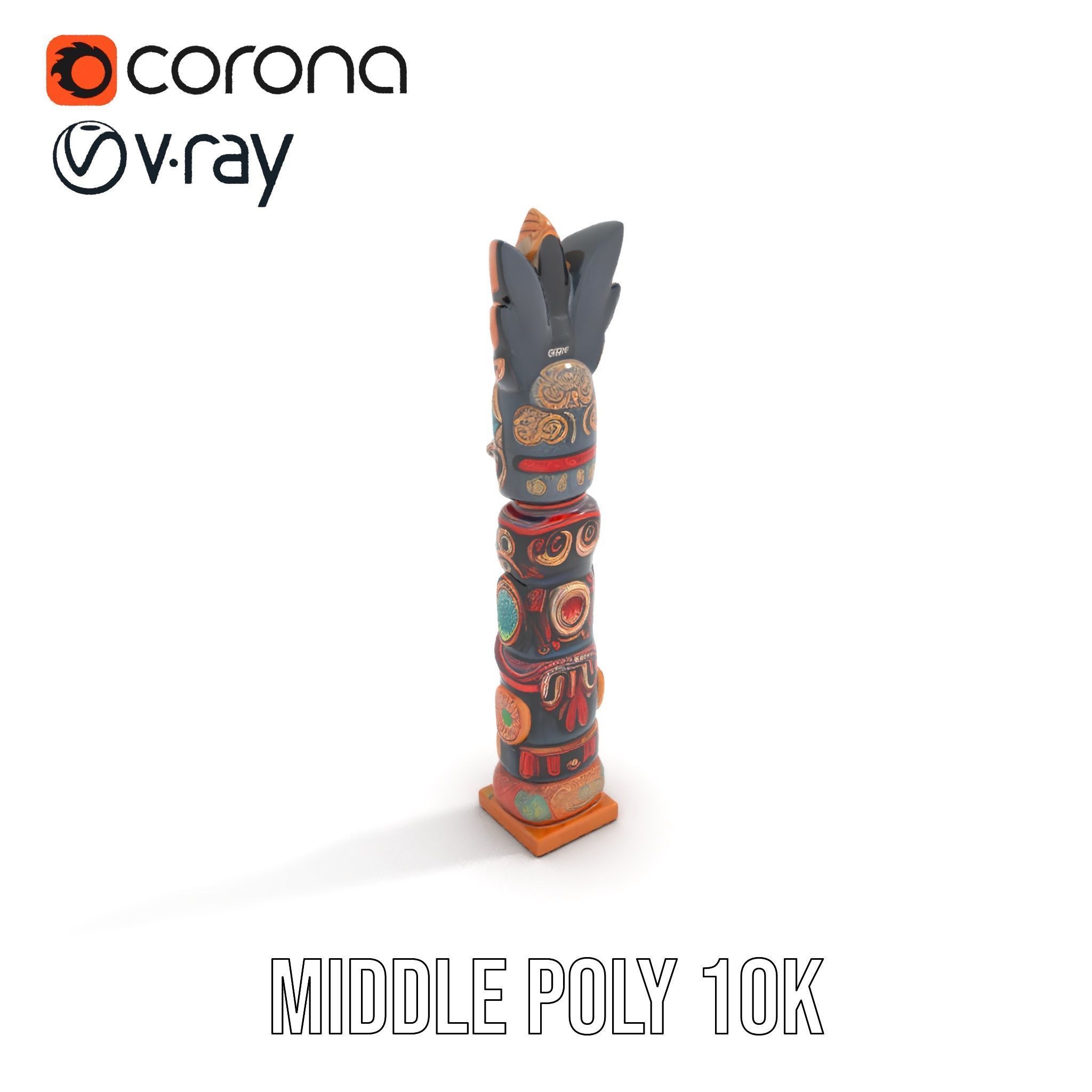Totem Pole D Model Pack for Cultural and Artistic Renderings Low-poly 3D model_11