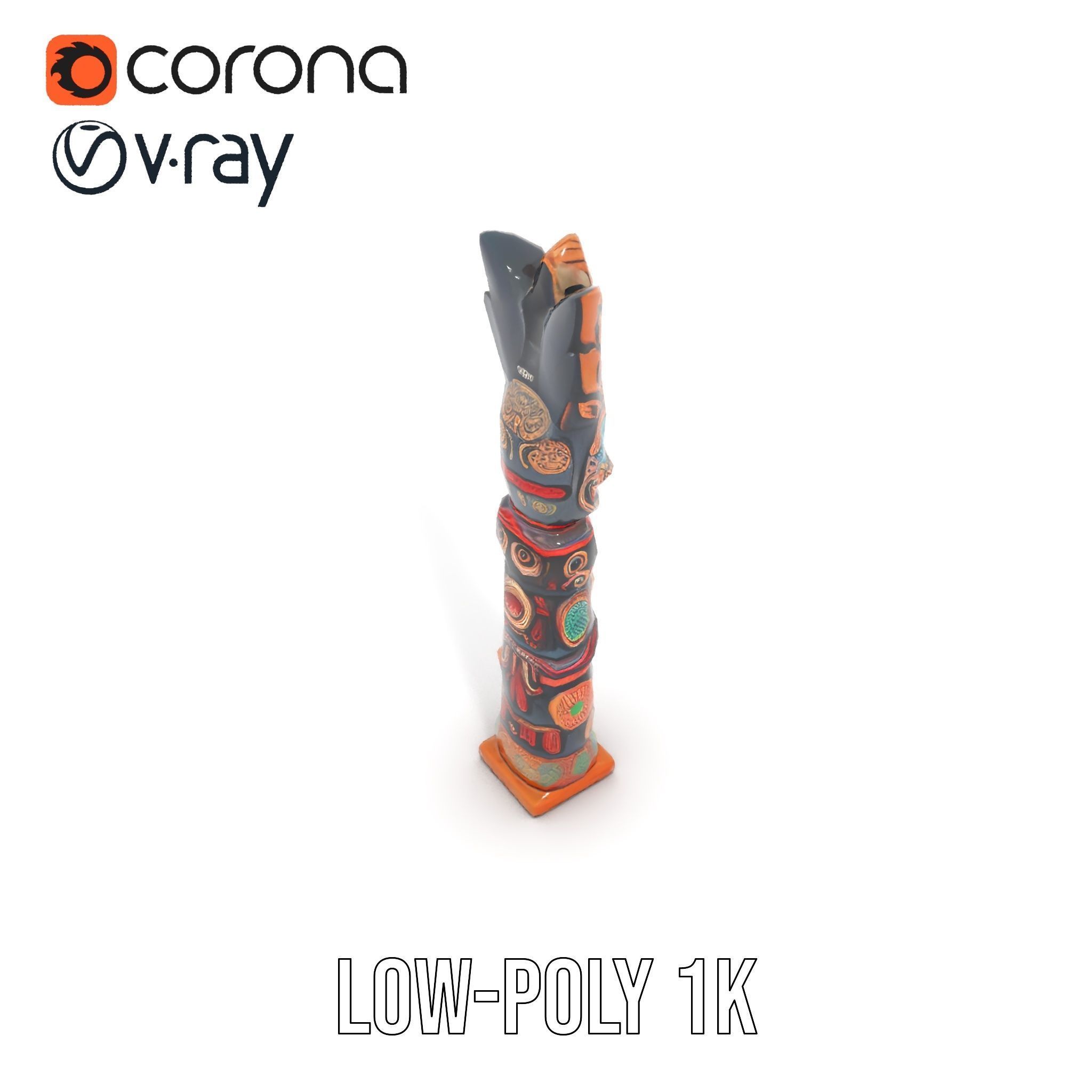 Totem Pole D Model Pack for Cultural and Artistic Renderings Low-poly 3D model_28