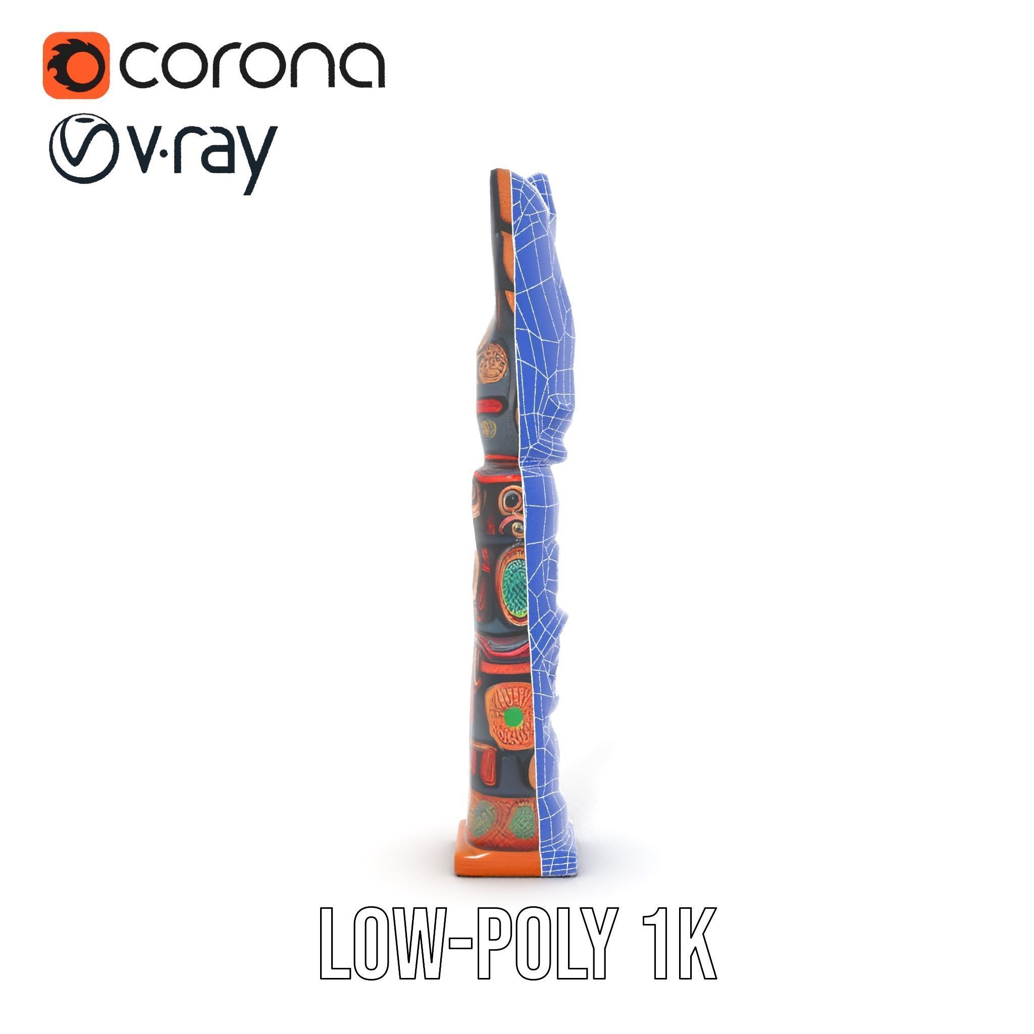 Totem Pole D Model Pack for Cultural and Artistic Renderings Low-poly 3D model_19