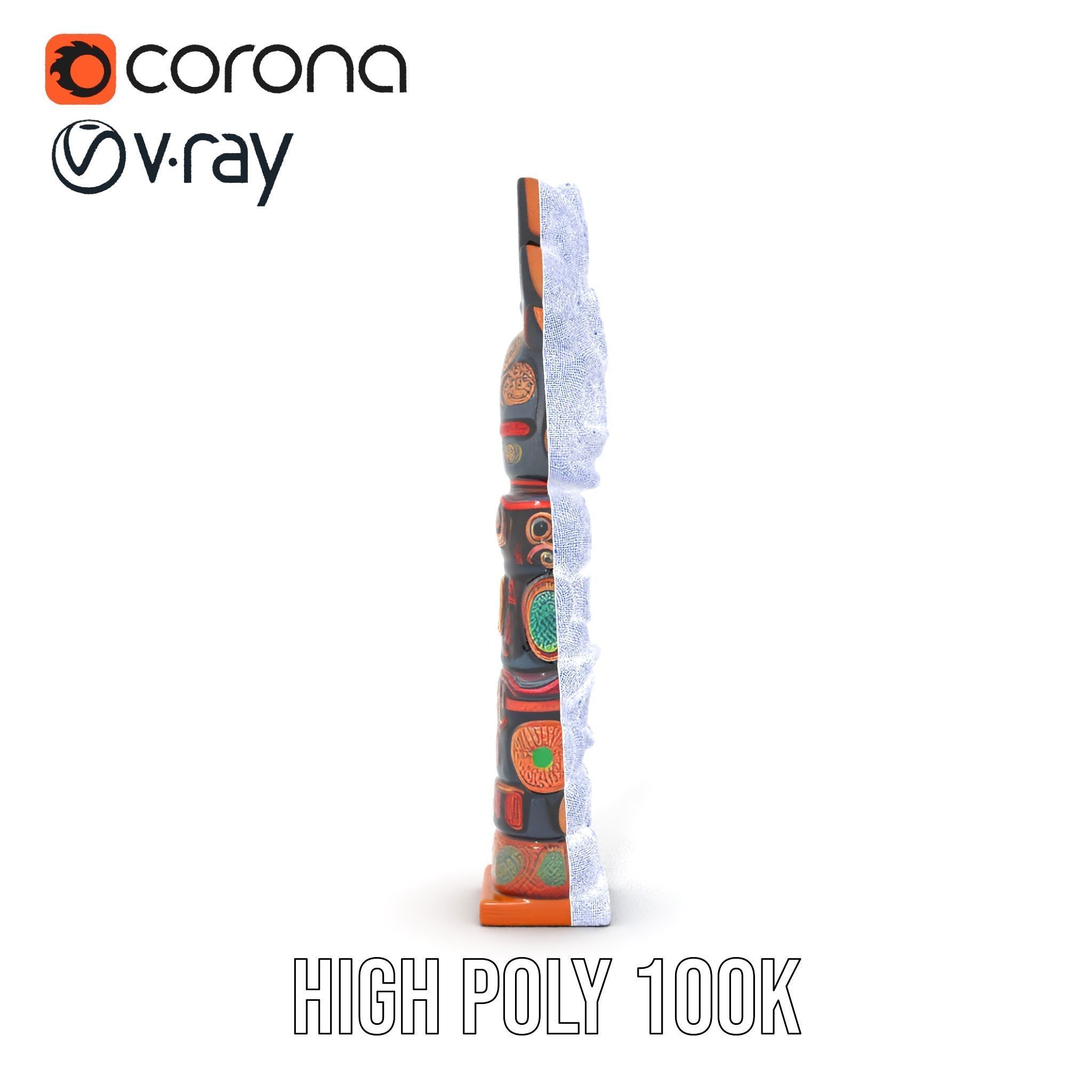 Totem Pole D Model Pack for Cultural and Artistic Renderings Low-poly 3D model_34