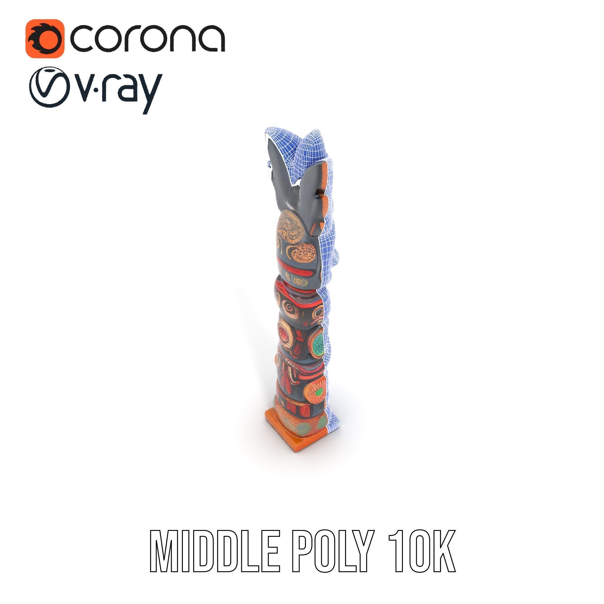 Totem Pole D Model Pack for Cultural and Artistic Renderings Low-poly 3D model_16