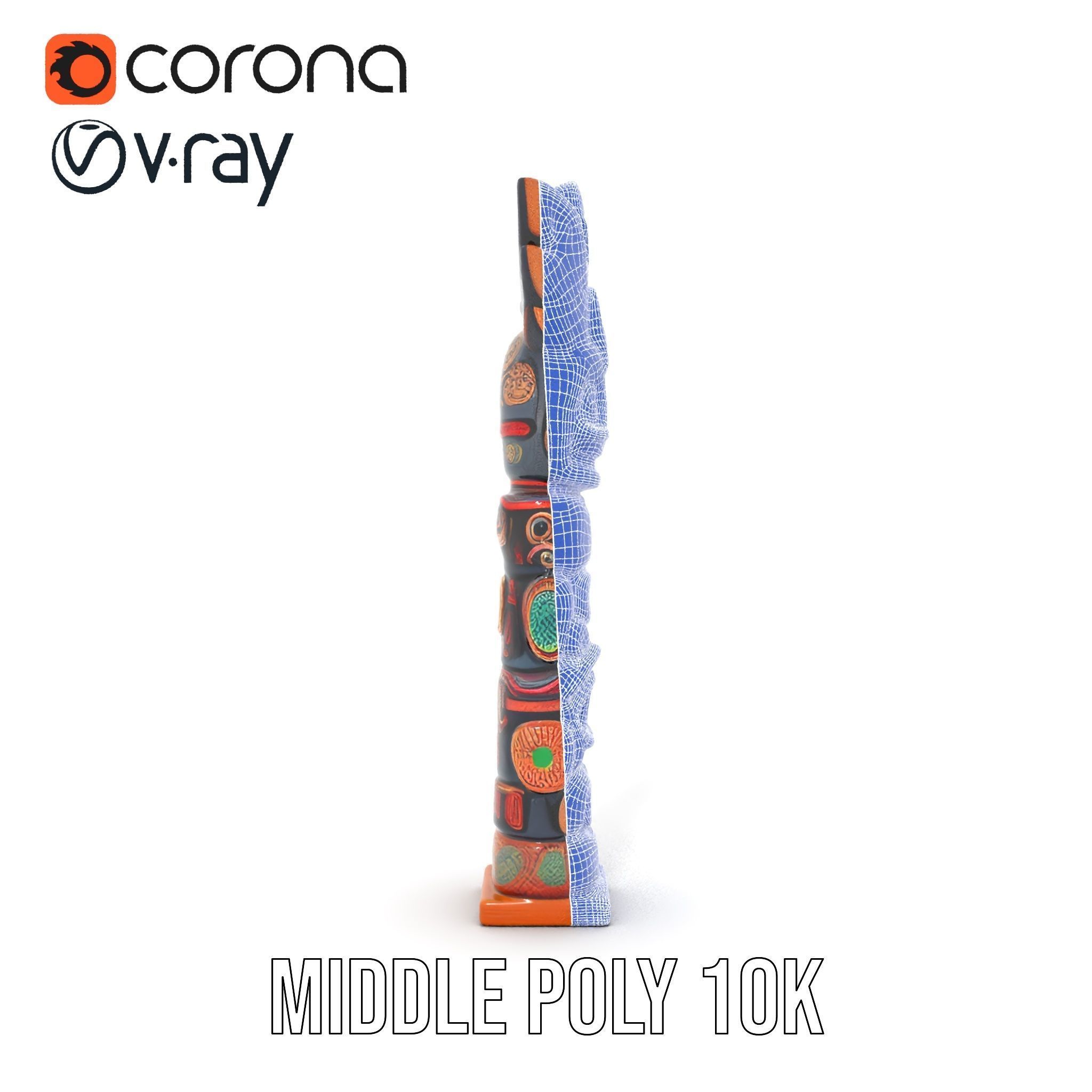 Totem Pole D Model Pack for Cultural and Artistic Renderings Low-poly 3D model_30