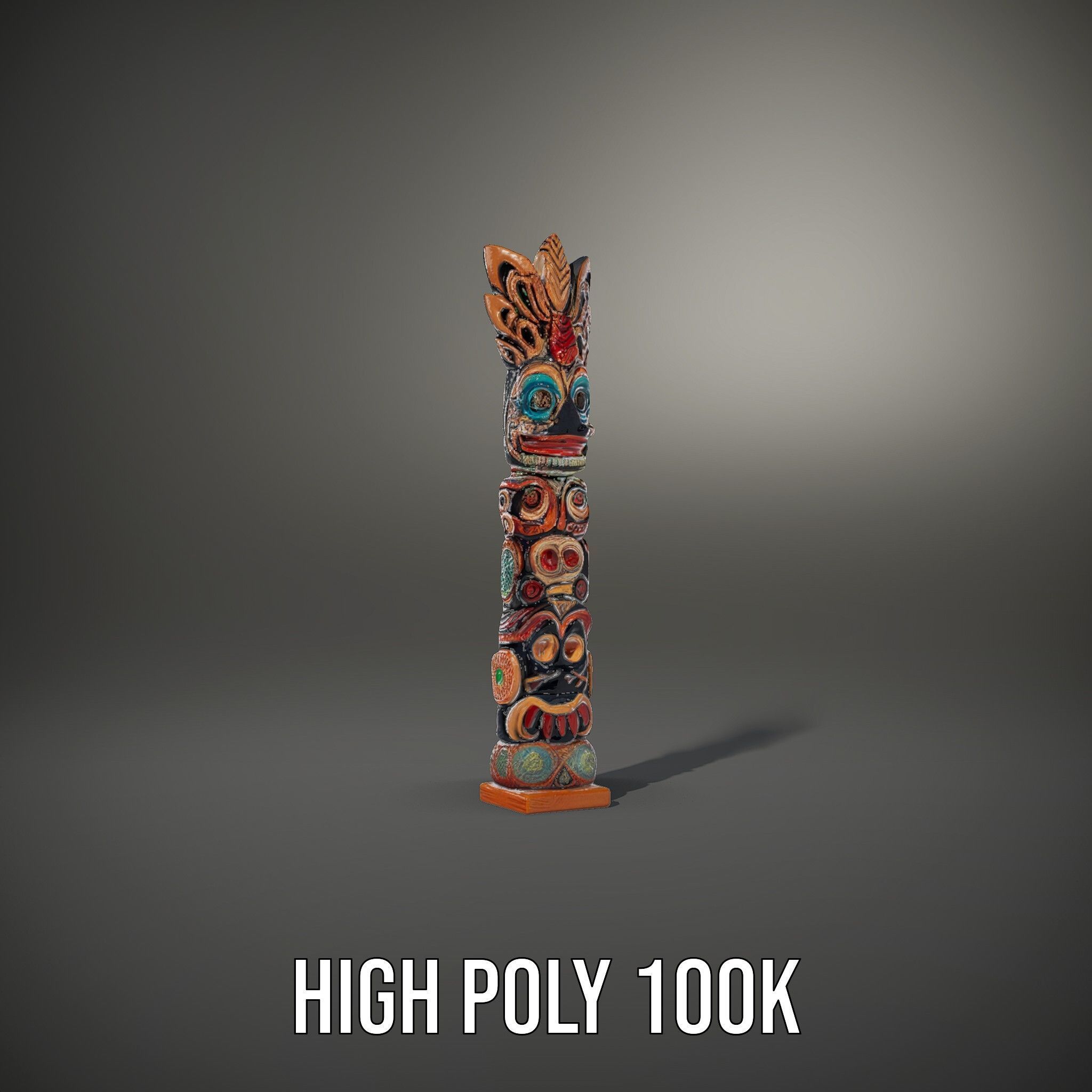 Totem Pole D Model Pack for Cultural and Artistic Renderings Low-poly 3D model_8