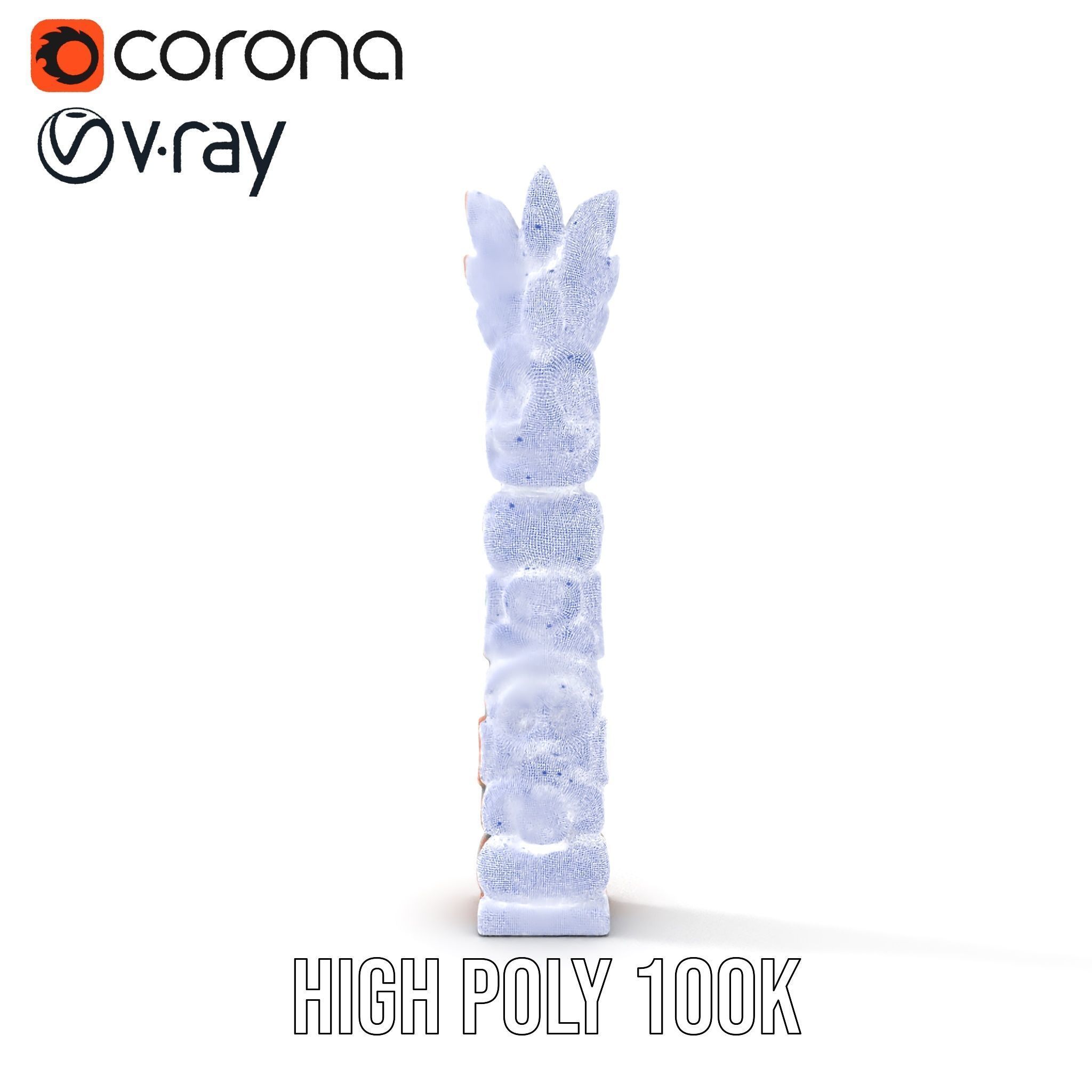 Totem Pole D Model Pack for Cultural and Artistic Renderings Low-poly 3D model_32