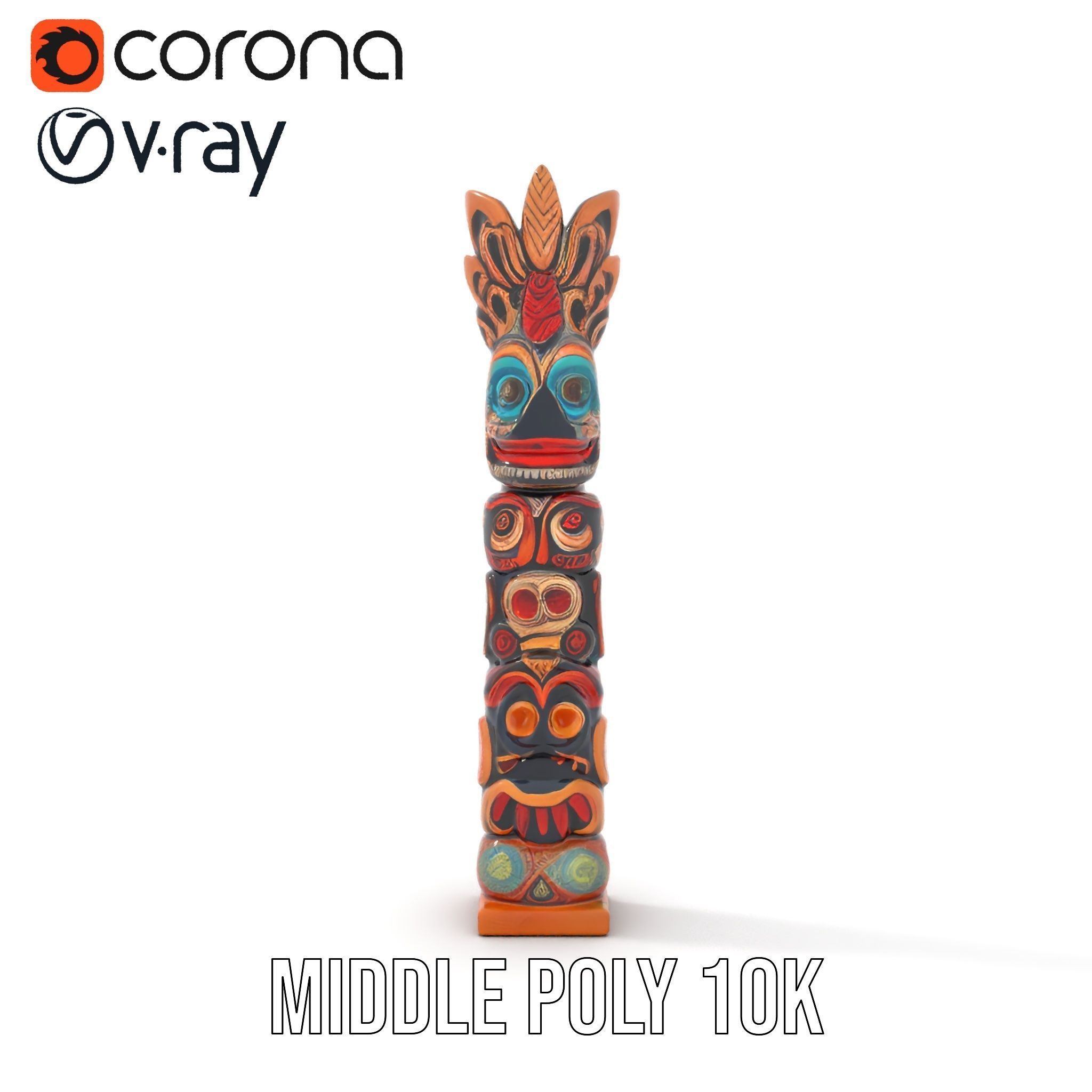 Totem Pole D Model Pack for Cultural and Artistic Renderings Low-poly 3D model_21