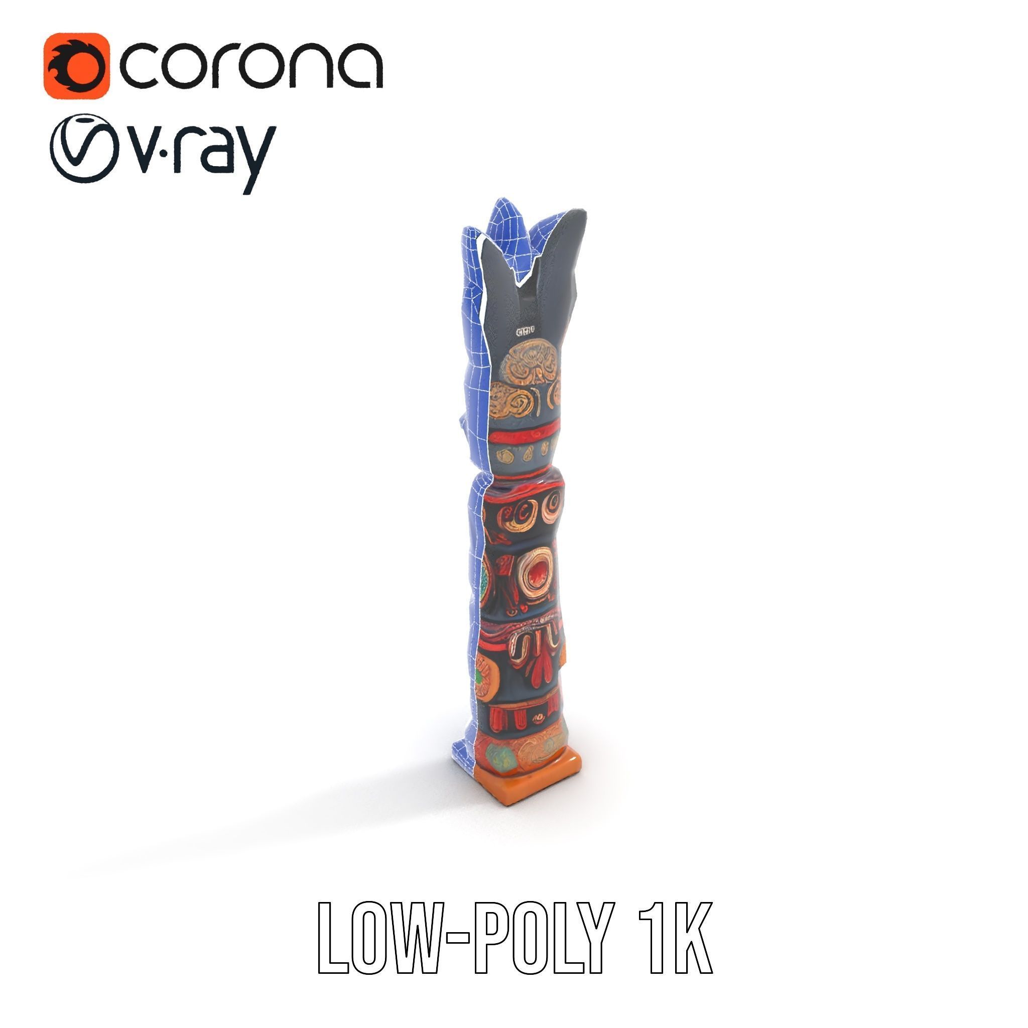 Totem Pole D Model Pack for Cultural and Artistic Renderings Low-poly 3D model_17