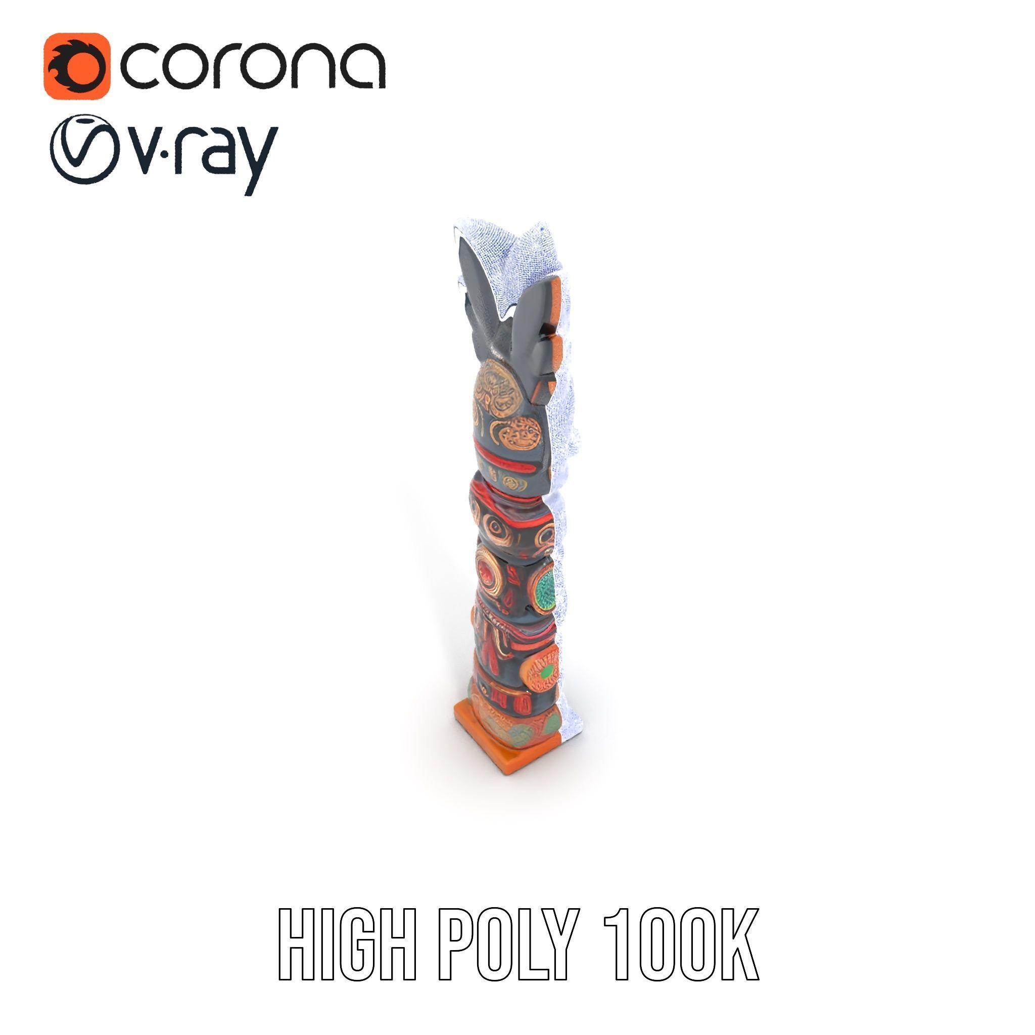 Totem Pole D Model Pack for Cultural and Artistic Renderings Low-poly 3D model_29