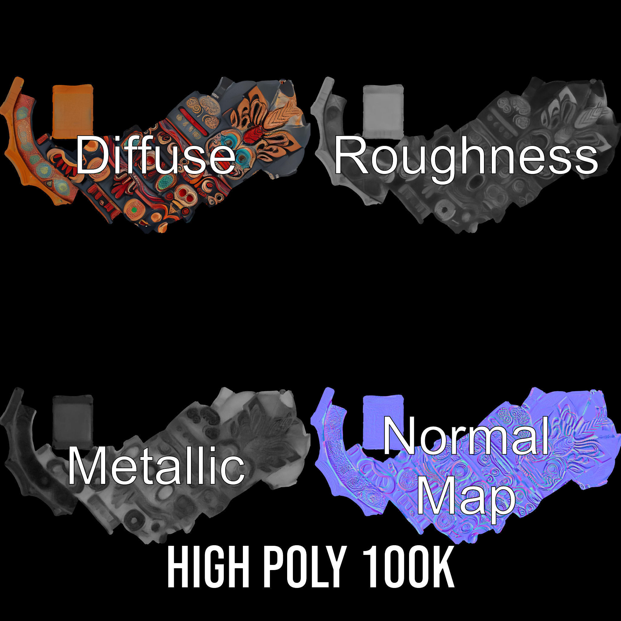 Totem Pole D Model Pack for Cultural and Artistic Renderings Low-poly 3D model_3