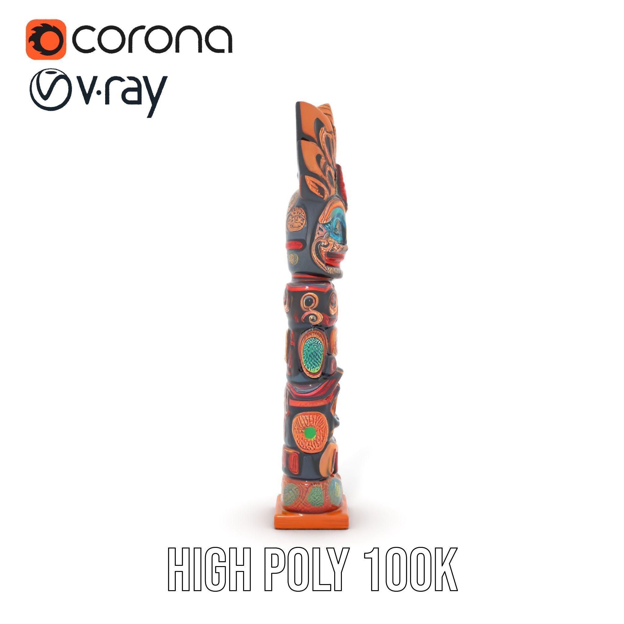 Totem Pole D Model Pack for Cultural and Artistic Renderings Low-poly 3D model_26