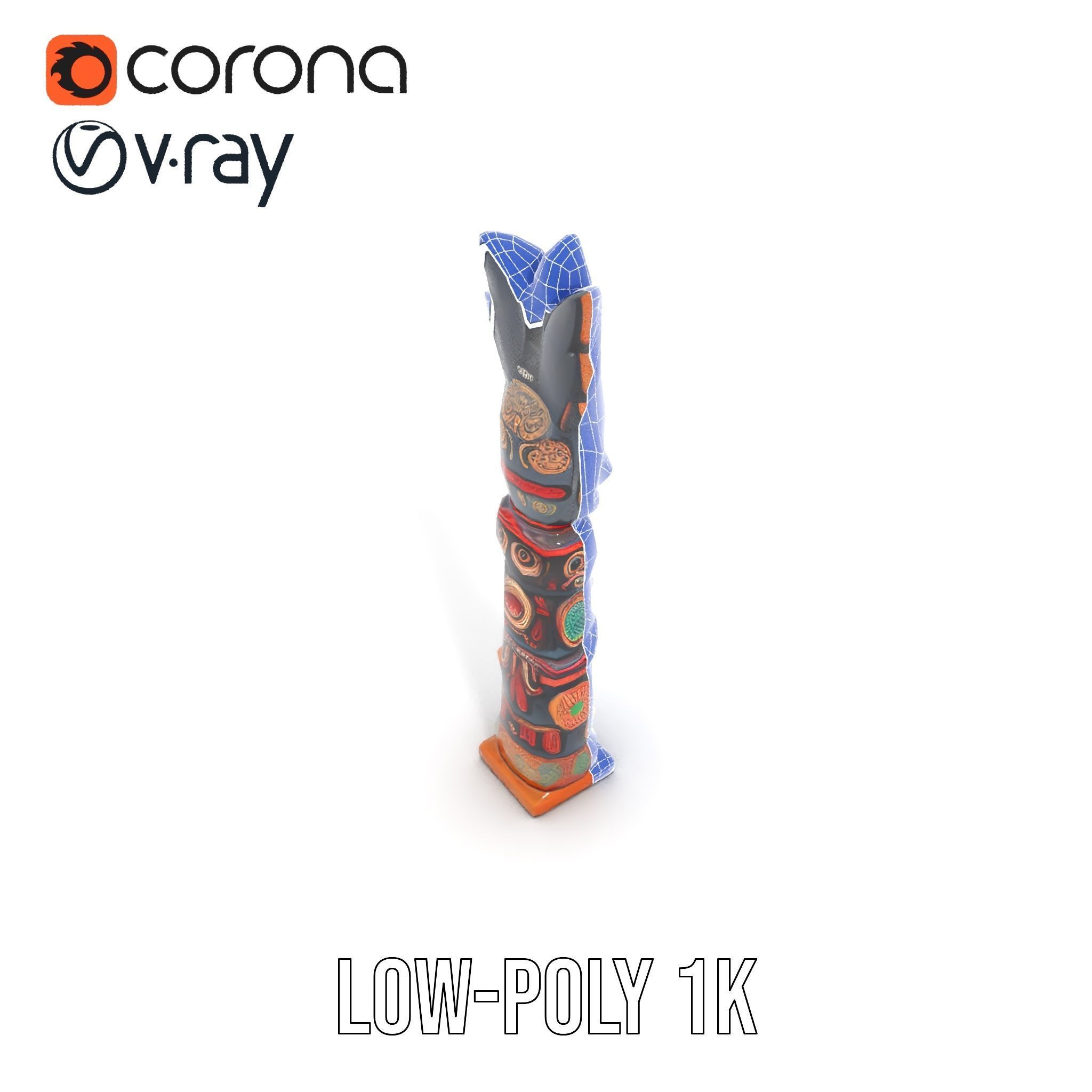 Totem Pole D Model Pack for Cultural and Artistic Renderings Low-poly 3D model_22