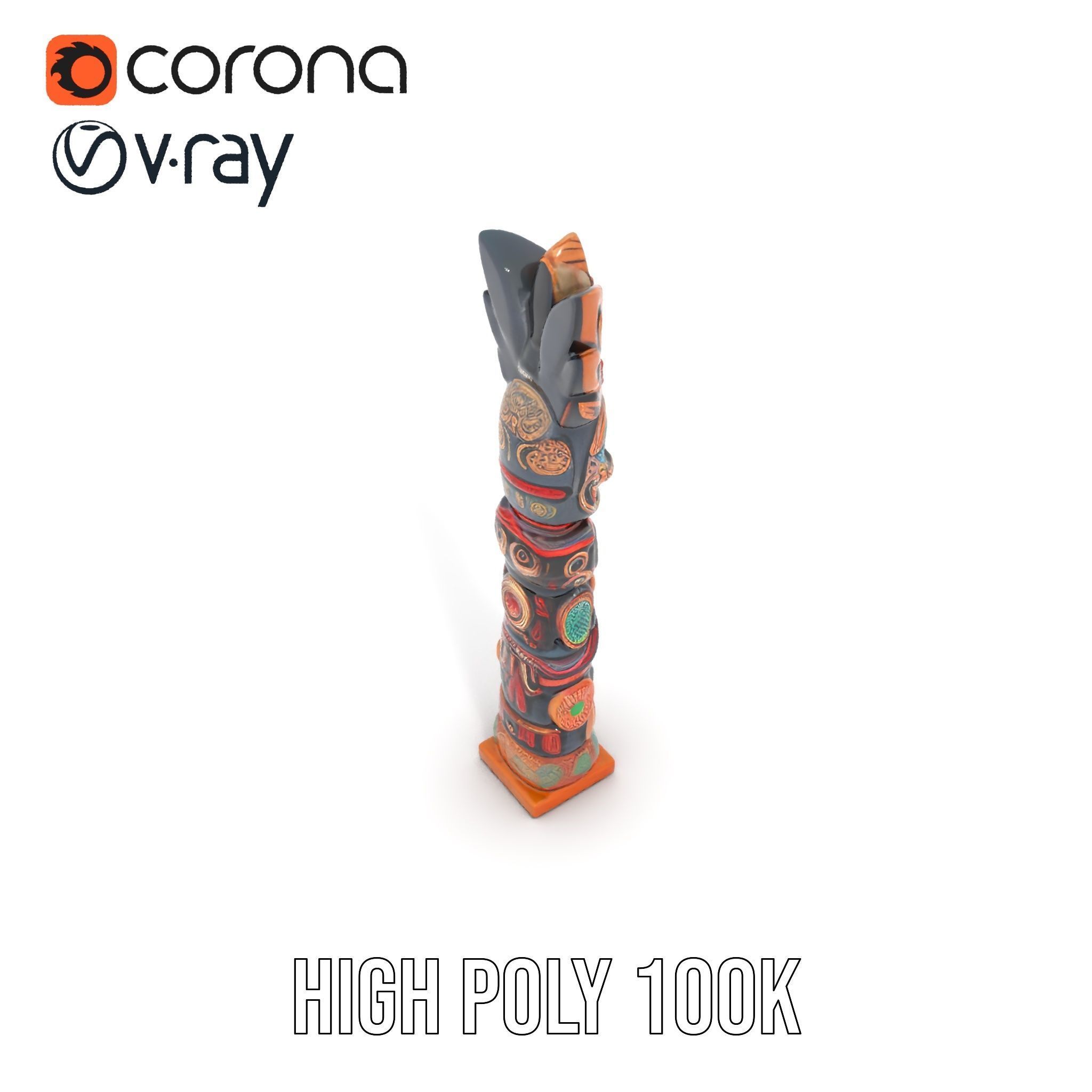 Totem Pole D Model Pack for Cultural and Artistic Renderings Low-poly 3D model_20