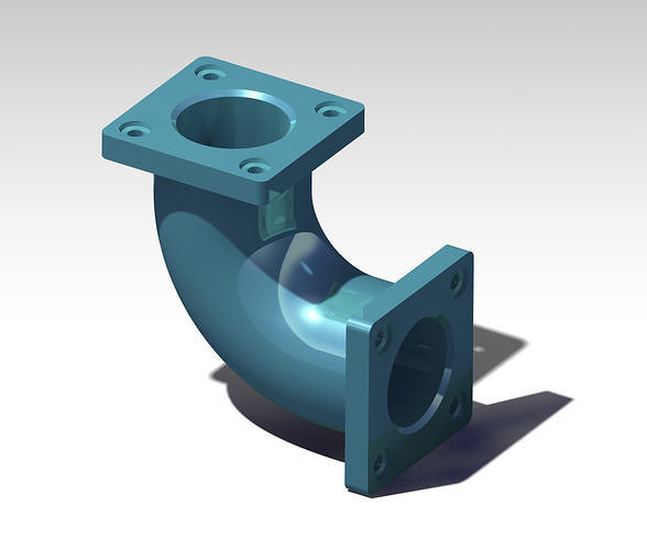 Flanged 90 Degree Elbow CAD Model  CATIA STEP IGES STL 3D print model