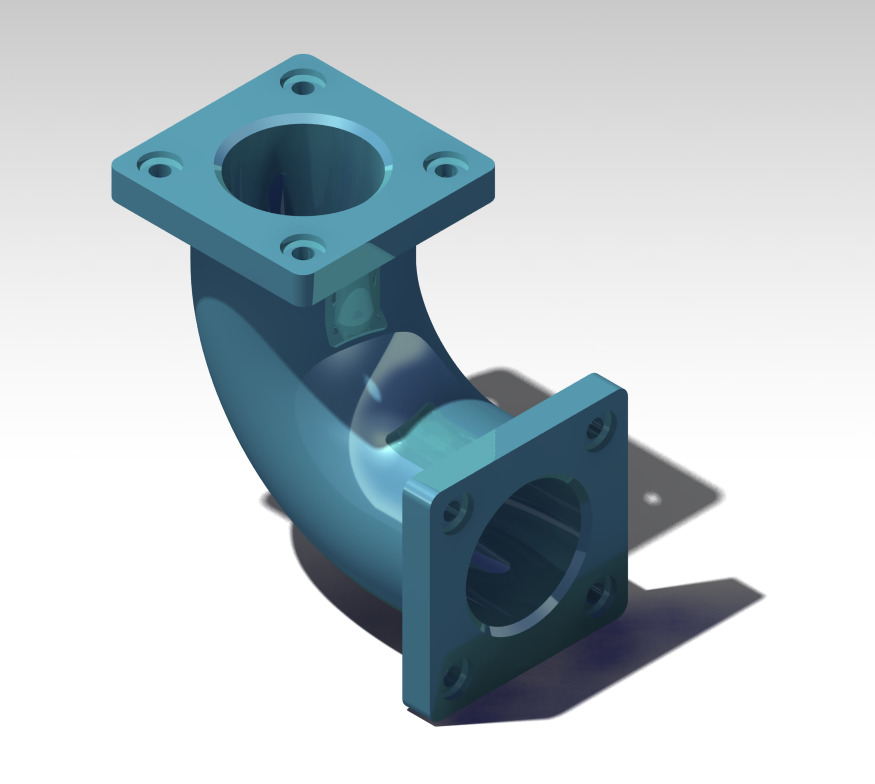Flanged 90 Degree Elbow CAD Model  CATIA STEP IGES STL 3D print model_1