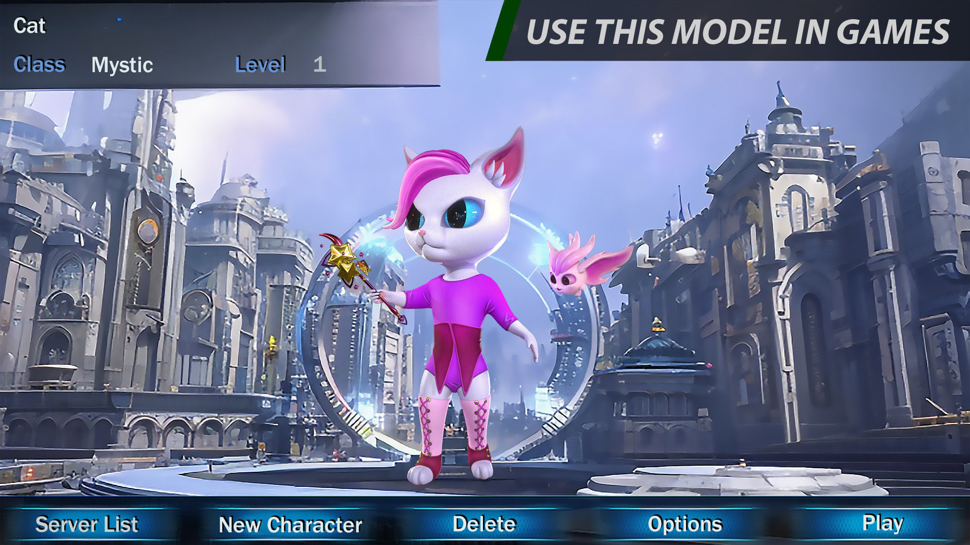 Cat Mystic 005 Low-poly 3D model_9