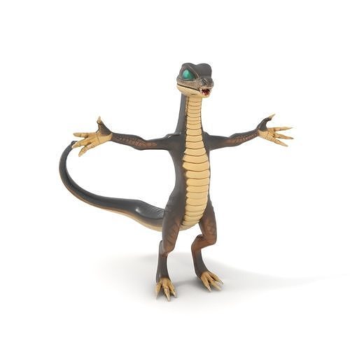 Rigged and Animated Lizard Warrior D Character Model Low-poly 3D model