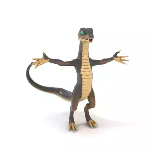 Rigged and Animated Lizard Warrior D Character Model