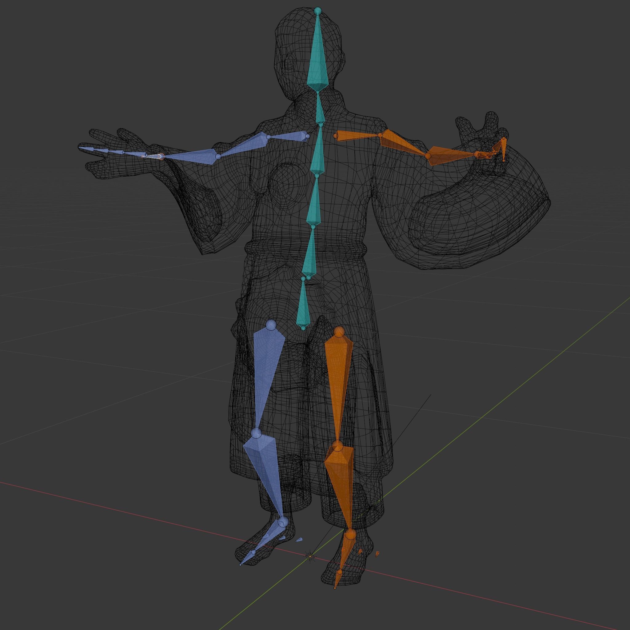 Serene Monk Character Model Rigged and Animated Low-poly 3D model_5