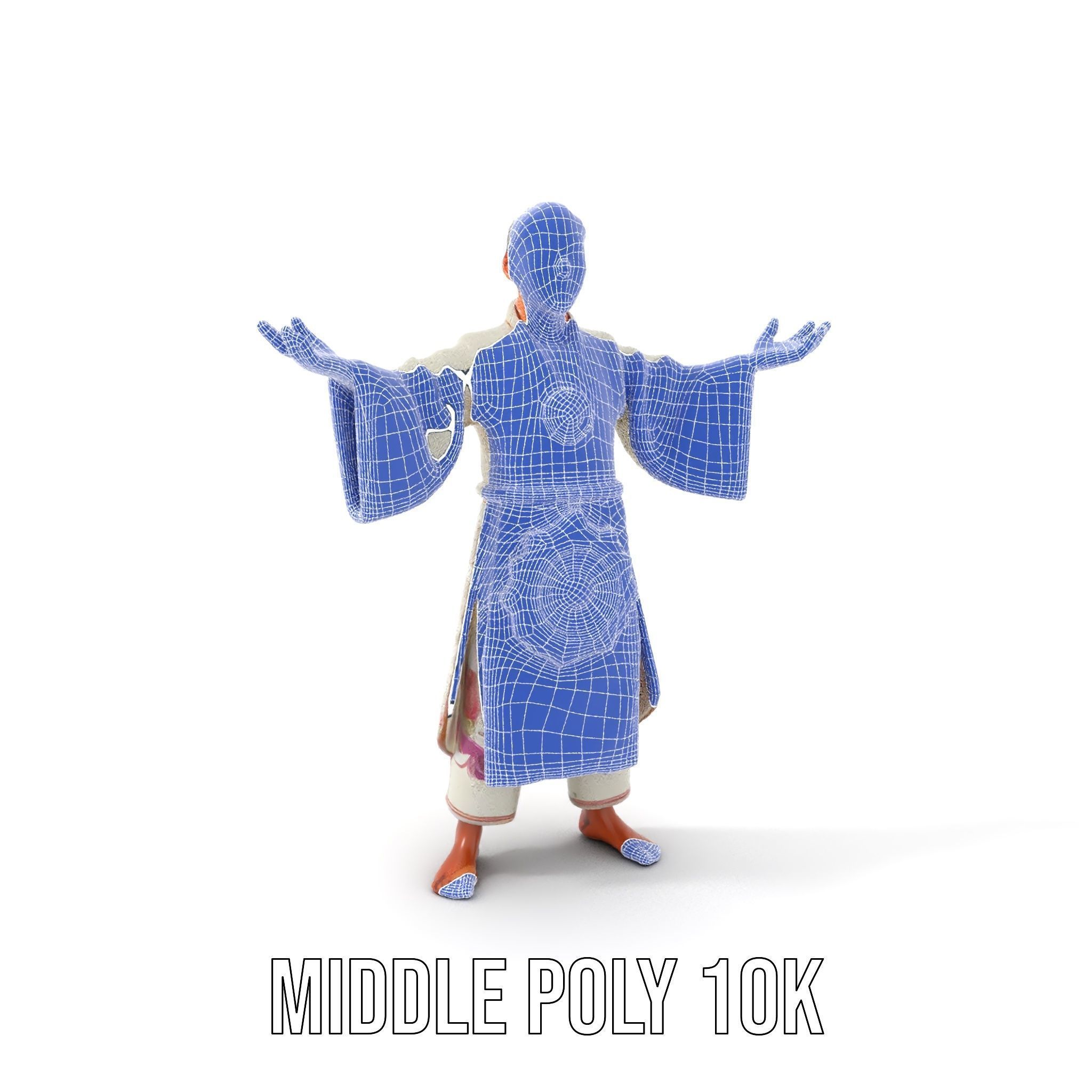 Serene Monk Character Model Rigged and Animated Low-poly 3D model_14