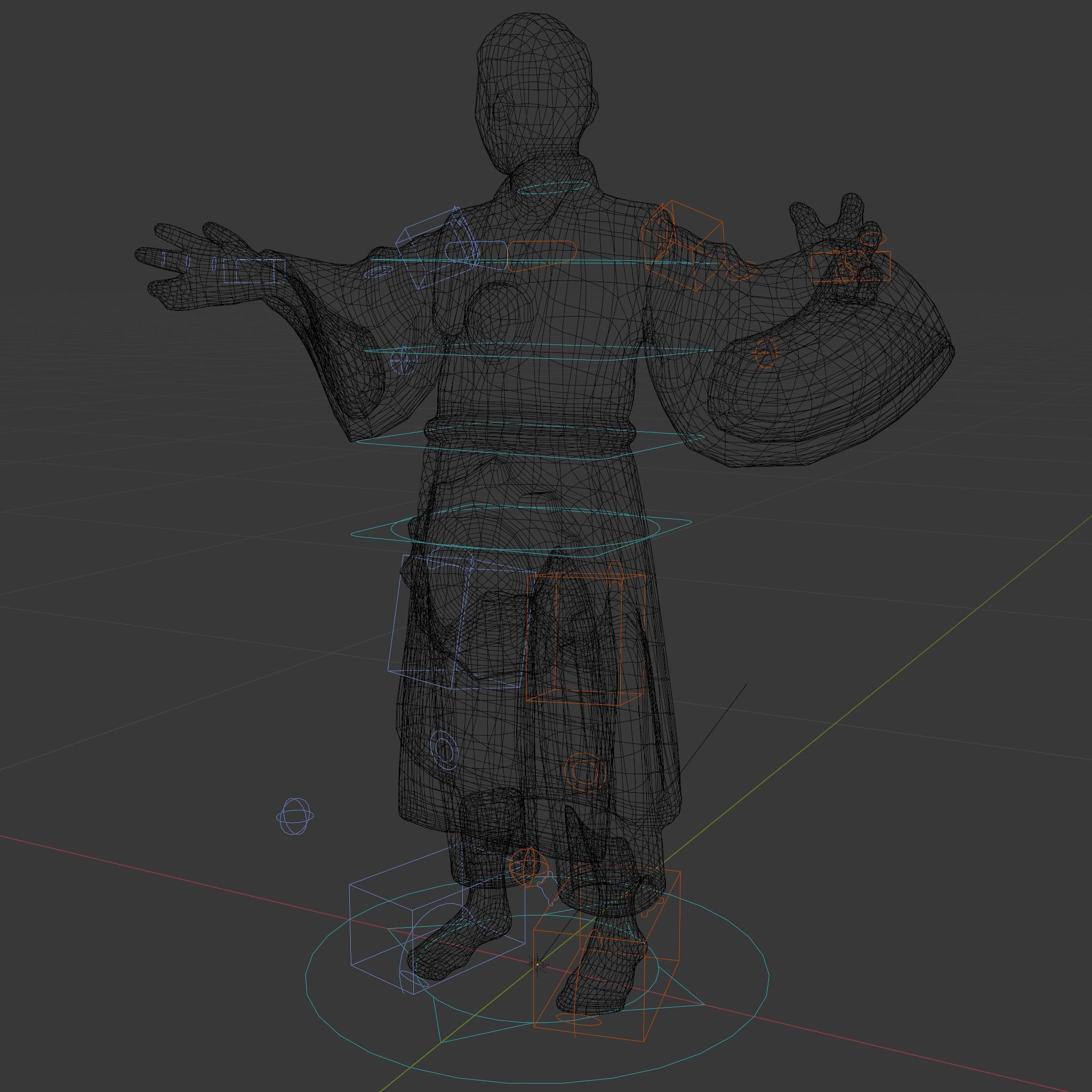 Serene Monk Character Model Rigged and Animated Low-poly 3D model_6