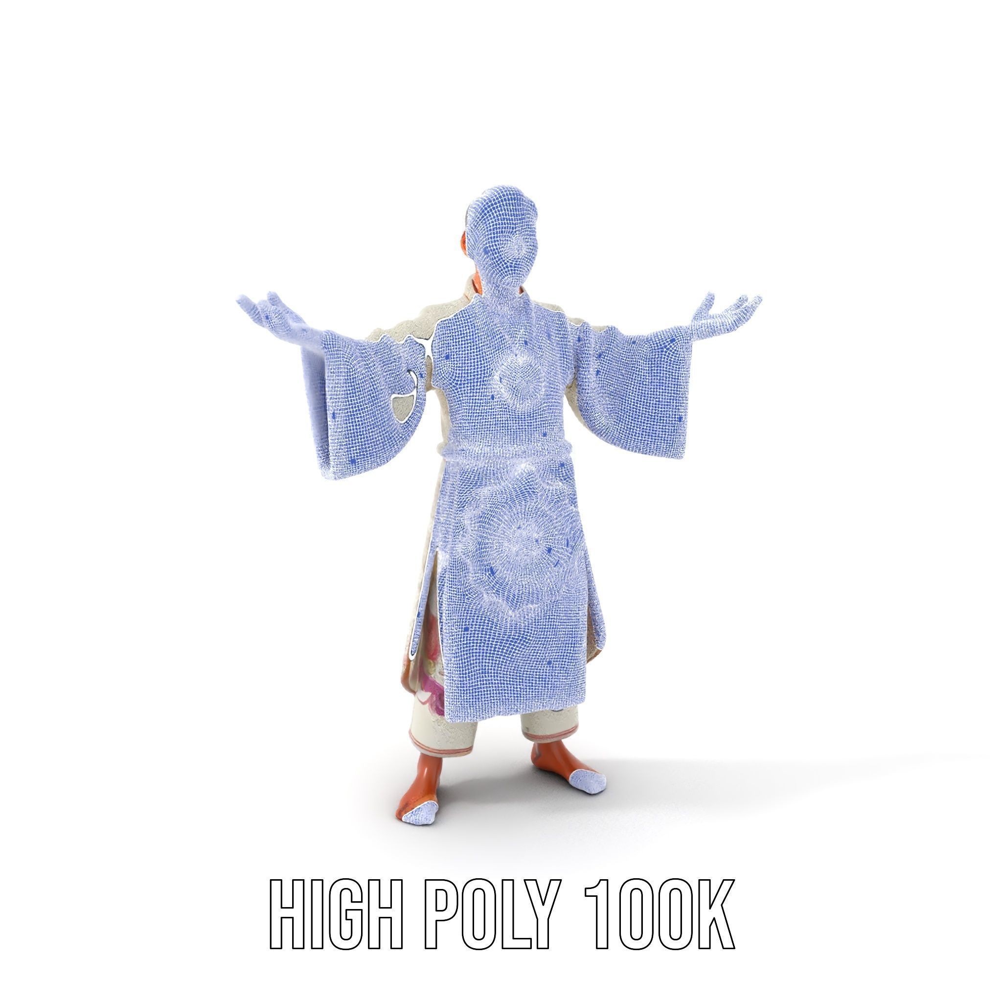 Serene Monk Character Model Rigged and Animated Low-poly 3D model_4