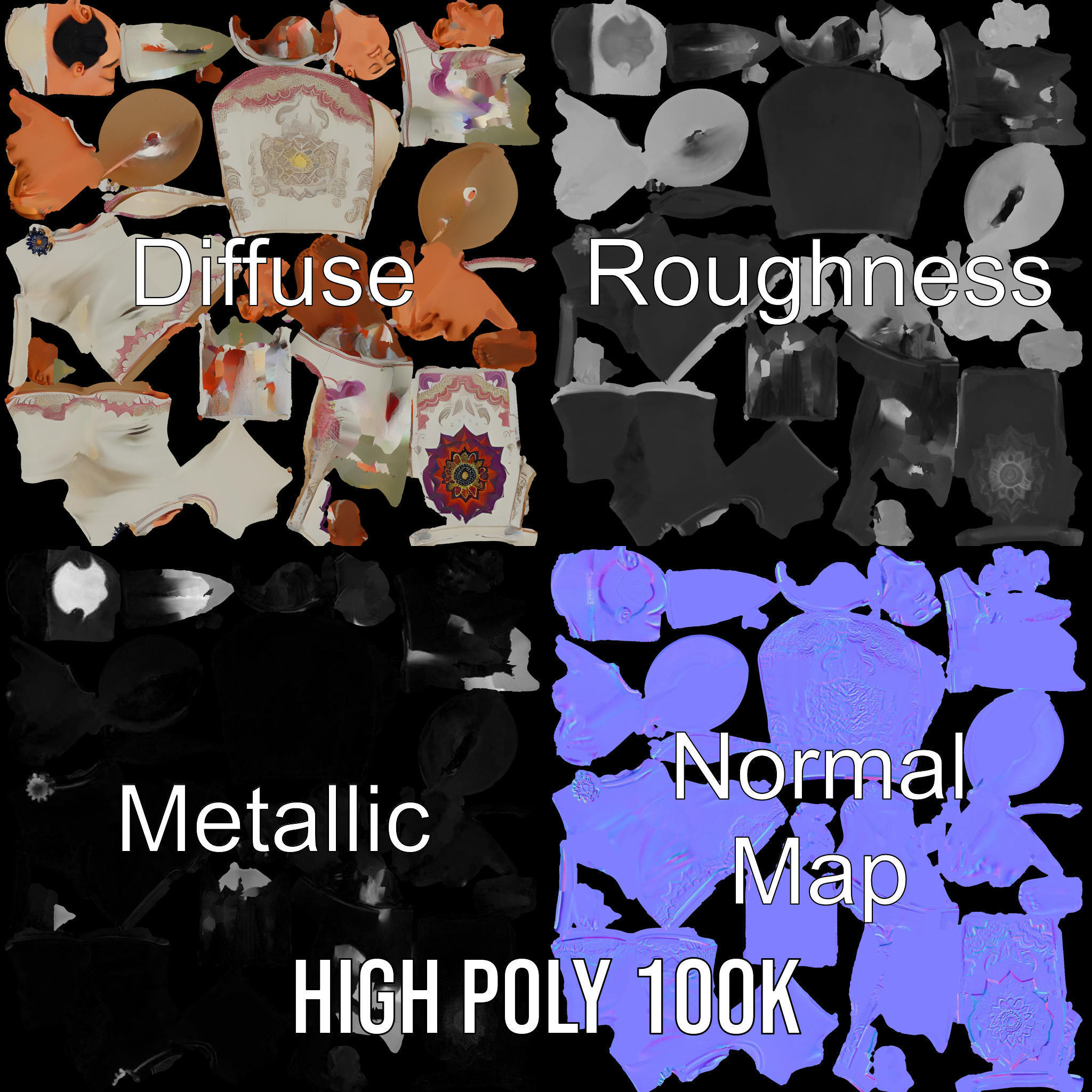 Serene Monk Character Model Rigged and Animated Low-poly 3D model_3