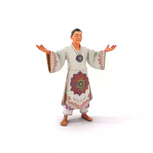 Serene Monk Character Model Rigged and Animated