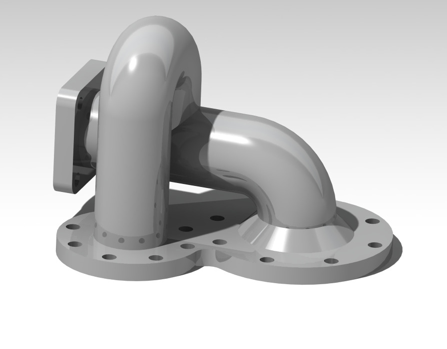 Bend Pipe with Intersection and Flanged Coupling   3D print model_1