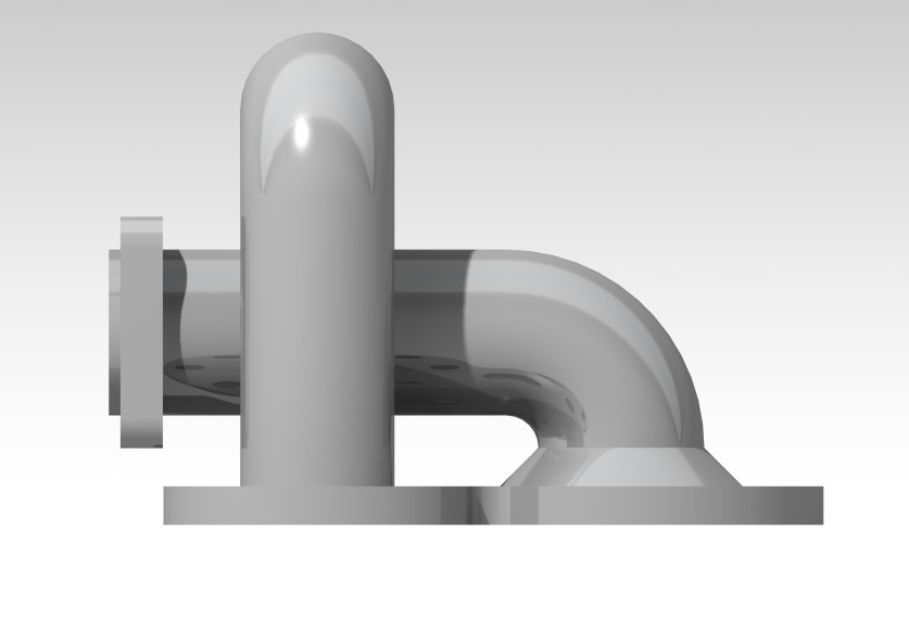 Bend Pipe with Intersection and Flanged Coupling   3D print model_3