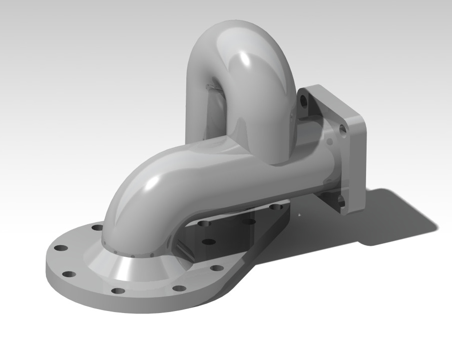 Bend Pipe with Intersection and Flanged Coupling   3D print model_2