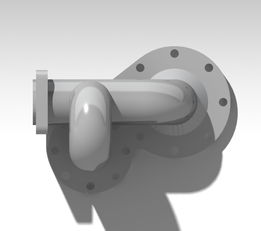 Bend Pipe with Intersection and Flanged Coupling   3D print model_5