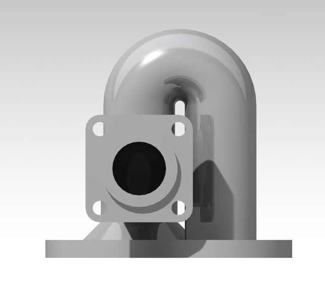 Bend Pipe with Intersection and Flanged Coupling   3D print model_4