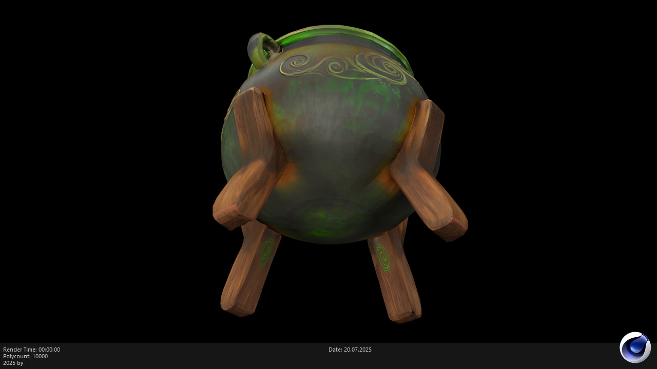Low Poly Stylized Poison Cauldron Low-poly 3D model_7