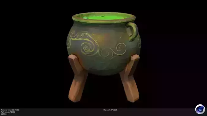 Low Poly Stylized Poison Cauldron Low-poly 3D model