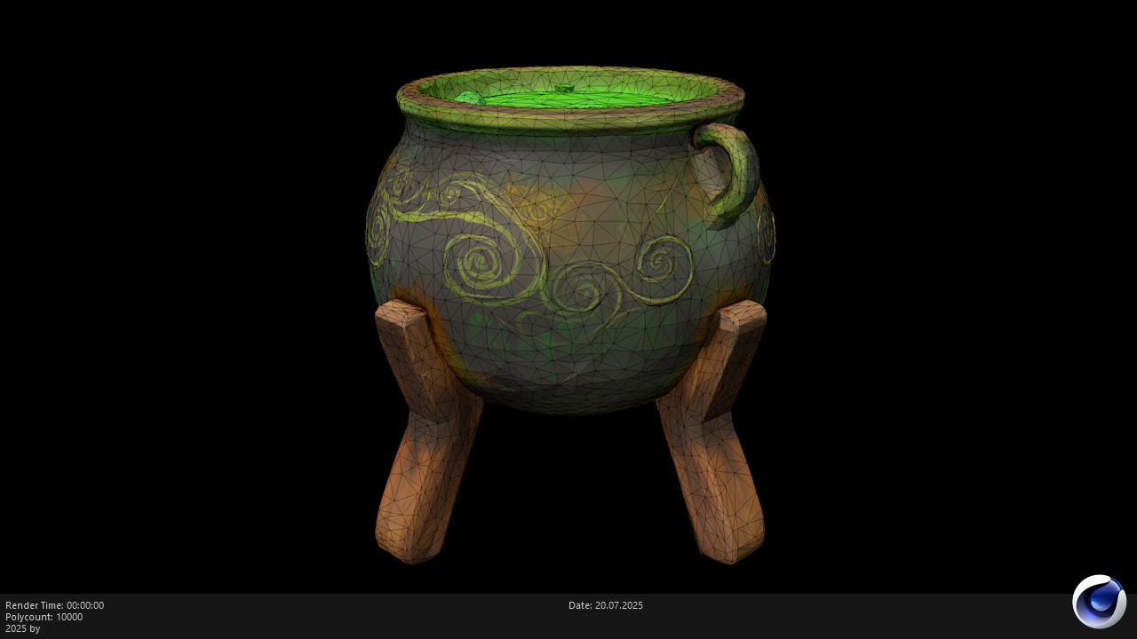 Low Poly Stylized Poison Cauldron Low-poly 3D model_2